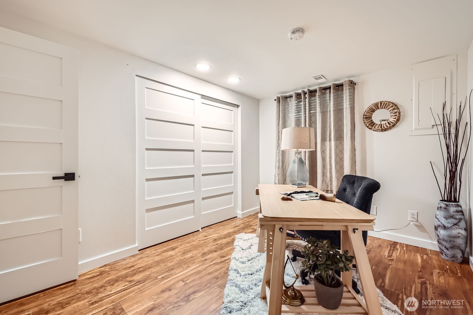 The front guest bedroom also has a built-in closet system. Door has since been removed.