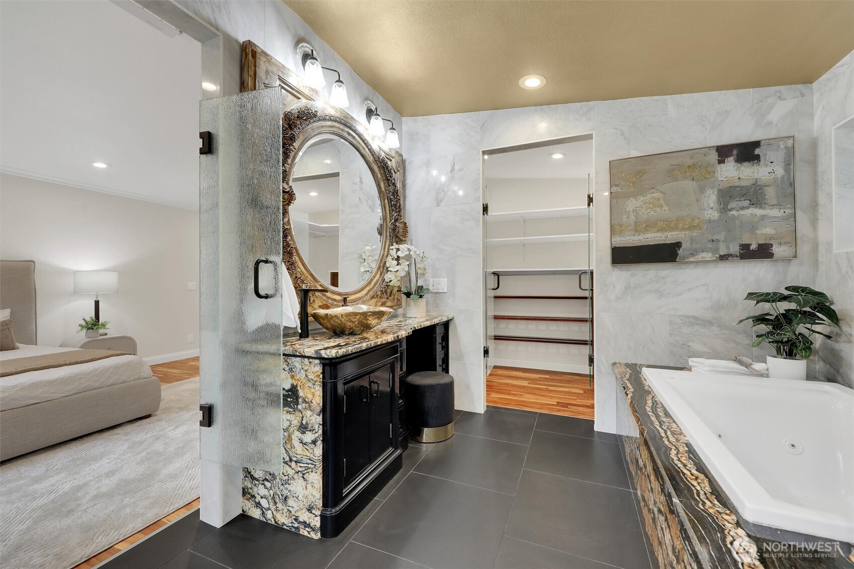 Updated bathroom with clean, modern touches.