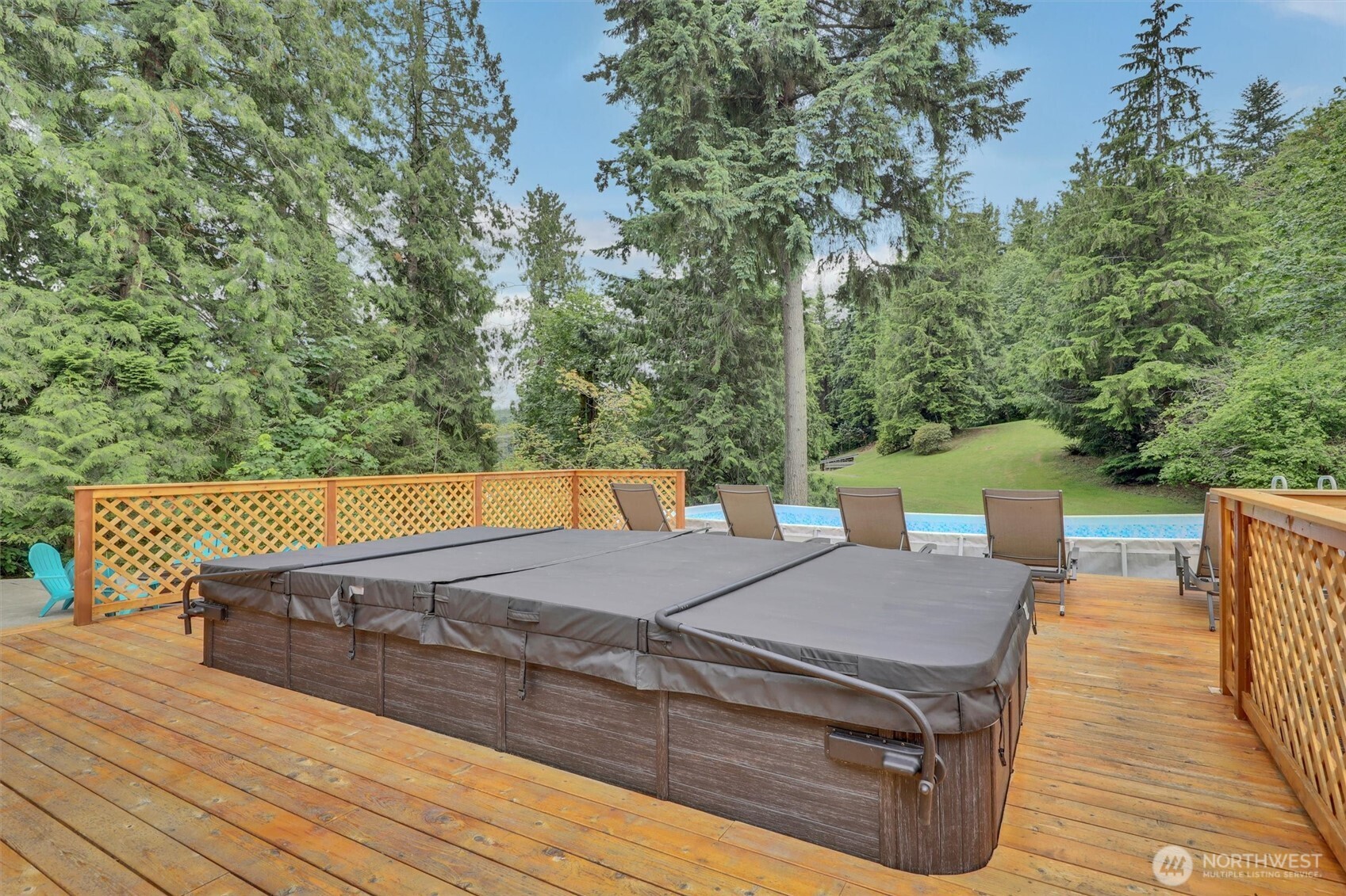 Relax in the private swim spa under the stars.
