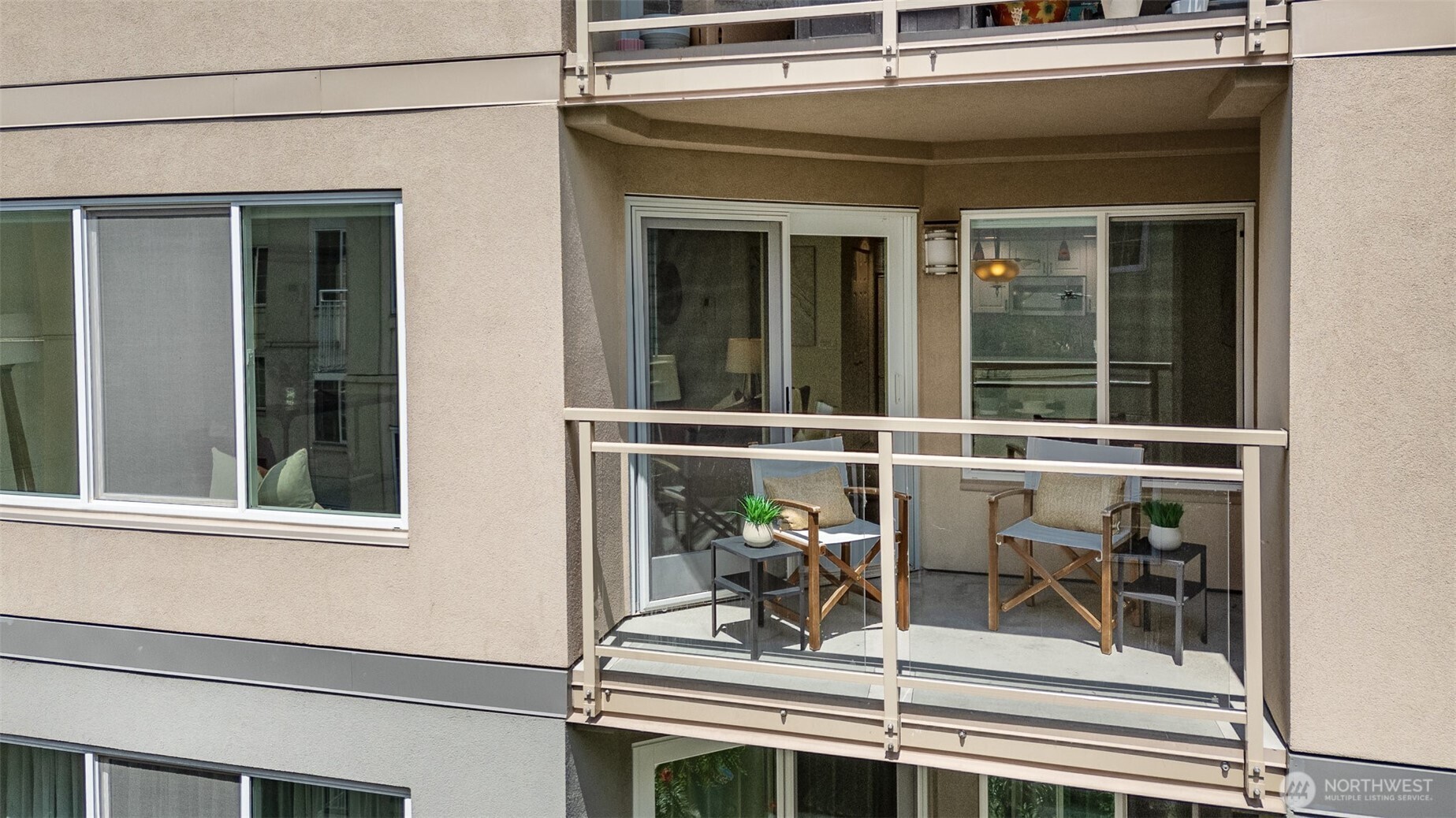 Take in this aerial view of Unit 501. The private balcony offers an inviting extension of your living space!