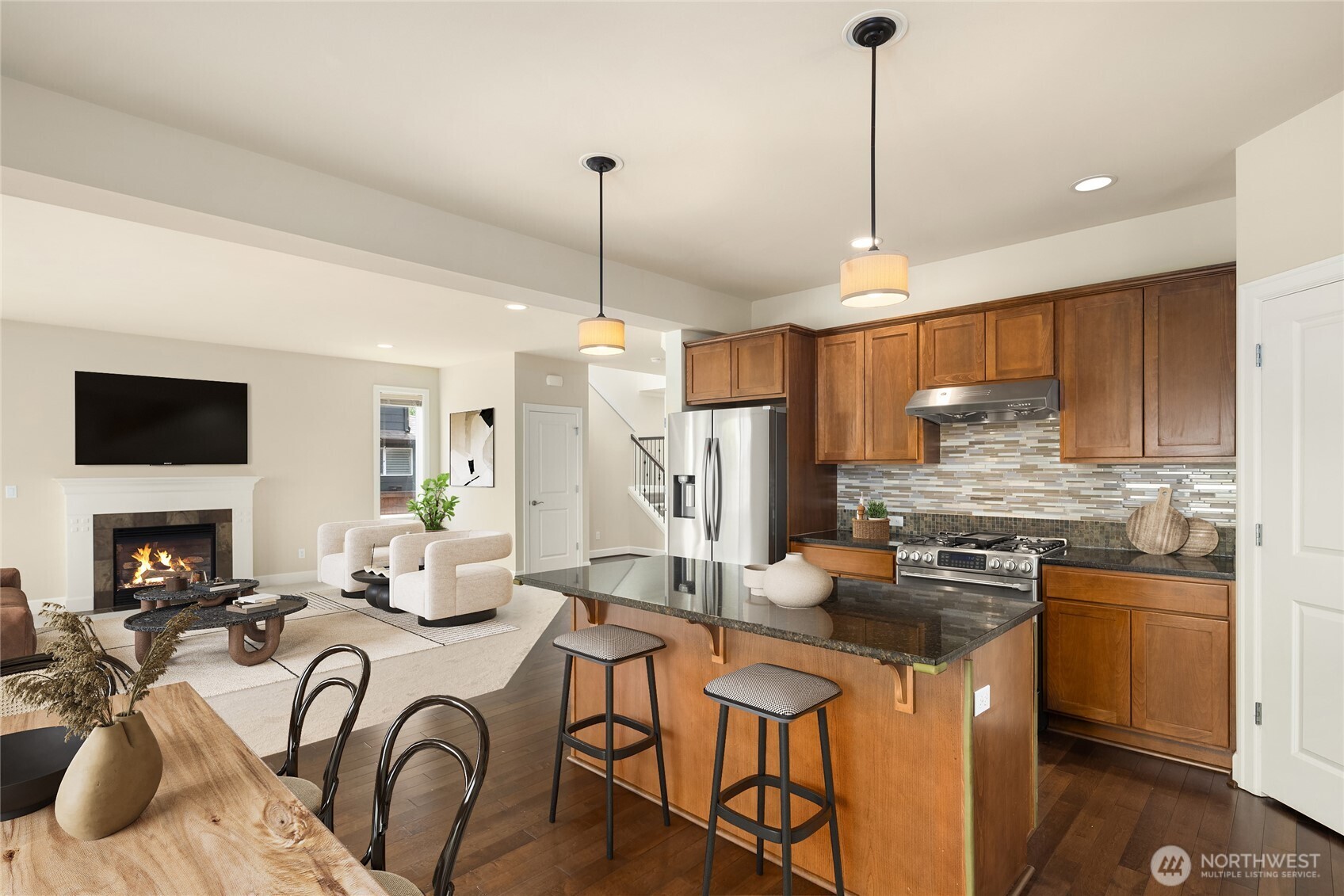 This is an entertaining dream great room with ample sunlight.