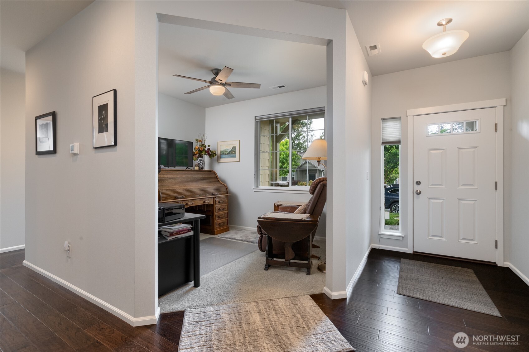 Easy to maintain backyard that is all fenced.