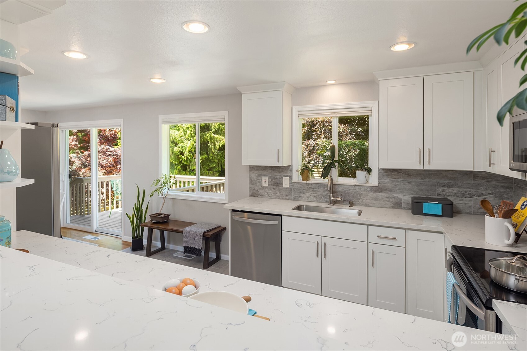 Open, spacious kitchen.