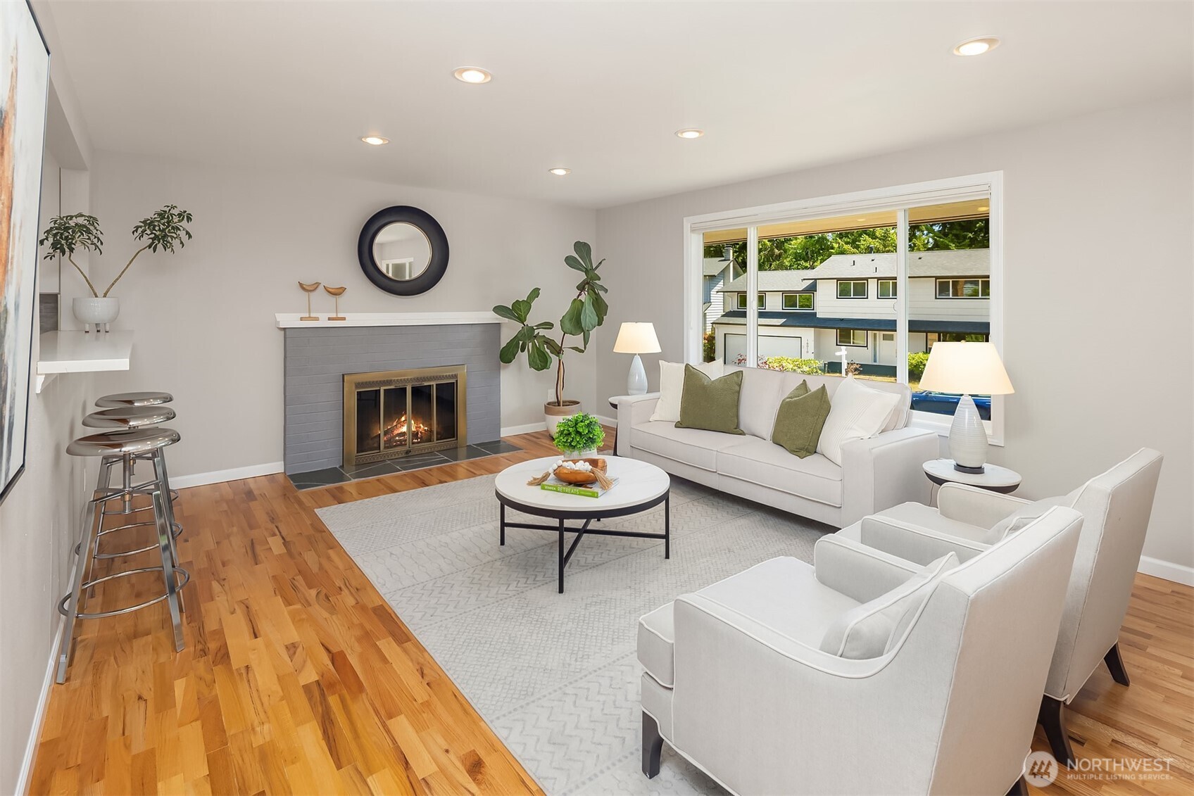 Wood fireplace on the main