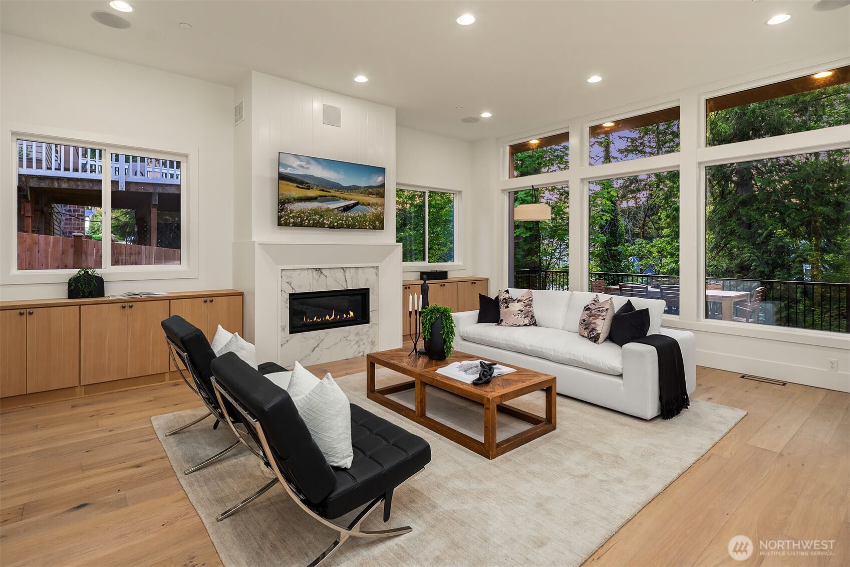 Great room that overlooks the private backyard