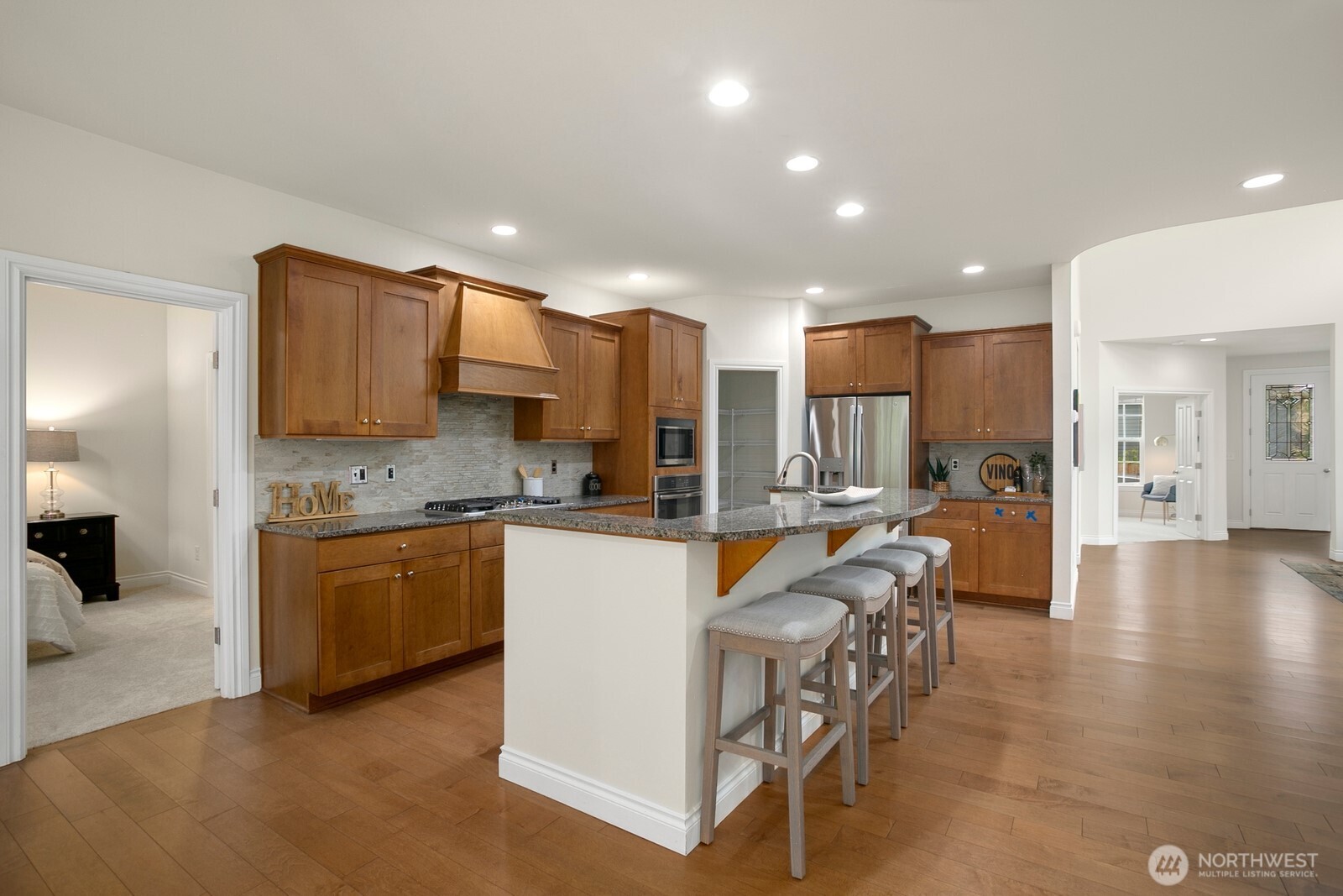 Chef's kitchen with stainless steel appliances
