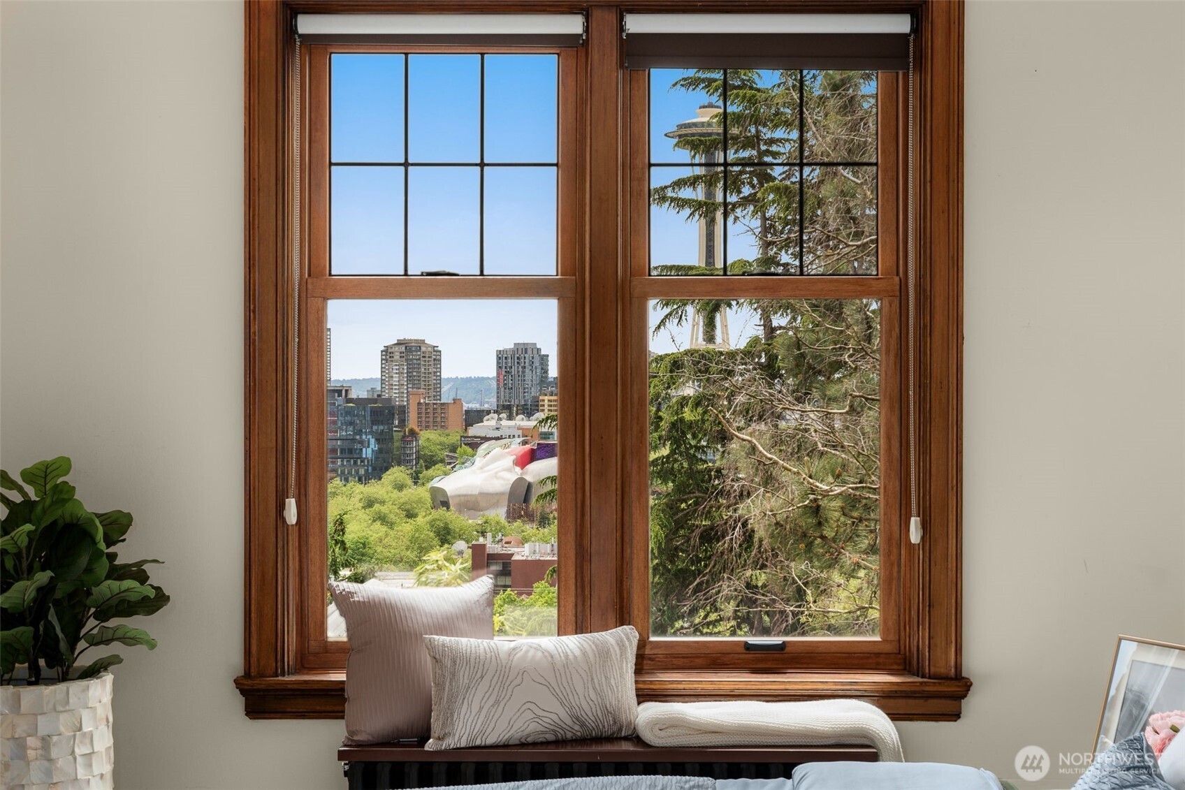 Leaded French Doors lead into the Hallway Bedroom... or your Office with a Space Needle View??