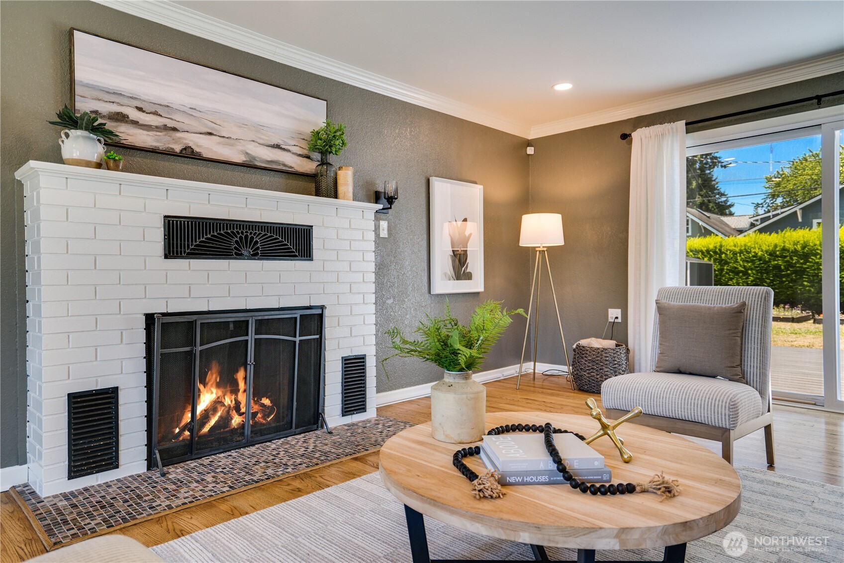 Wood burning fireplace