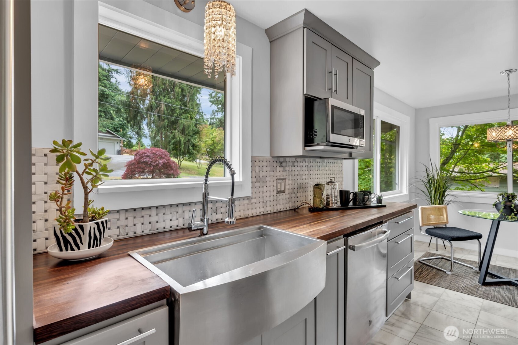 Solid maple cabinets in the kitchen