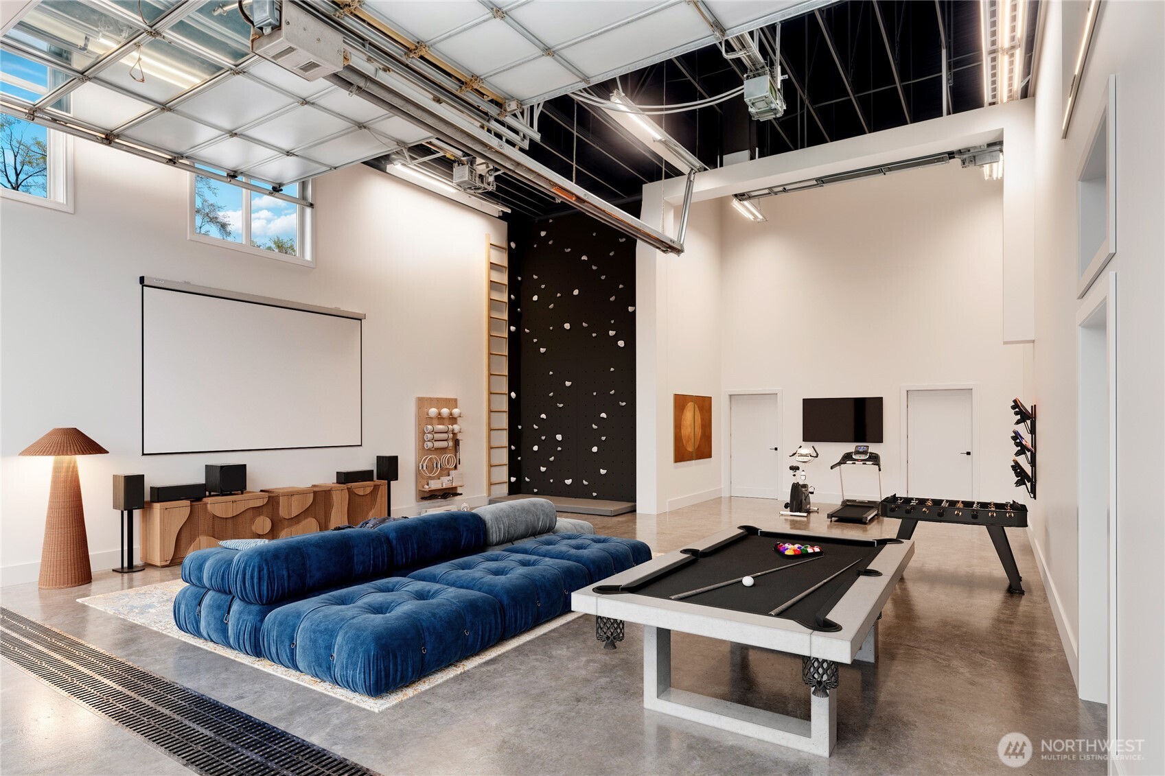 Virtually Staged garage for Inspiration (game/play room)