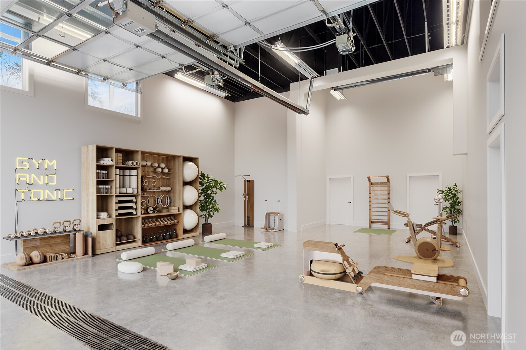 Virtually Staged garage for Inspiration (home gym?)