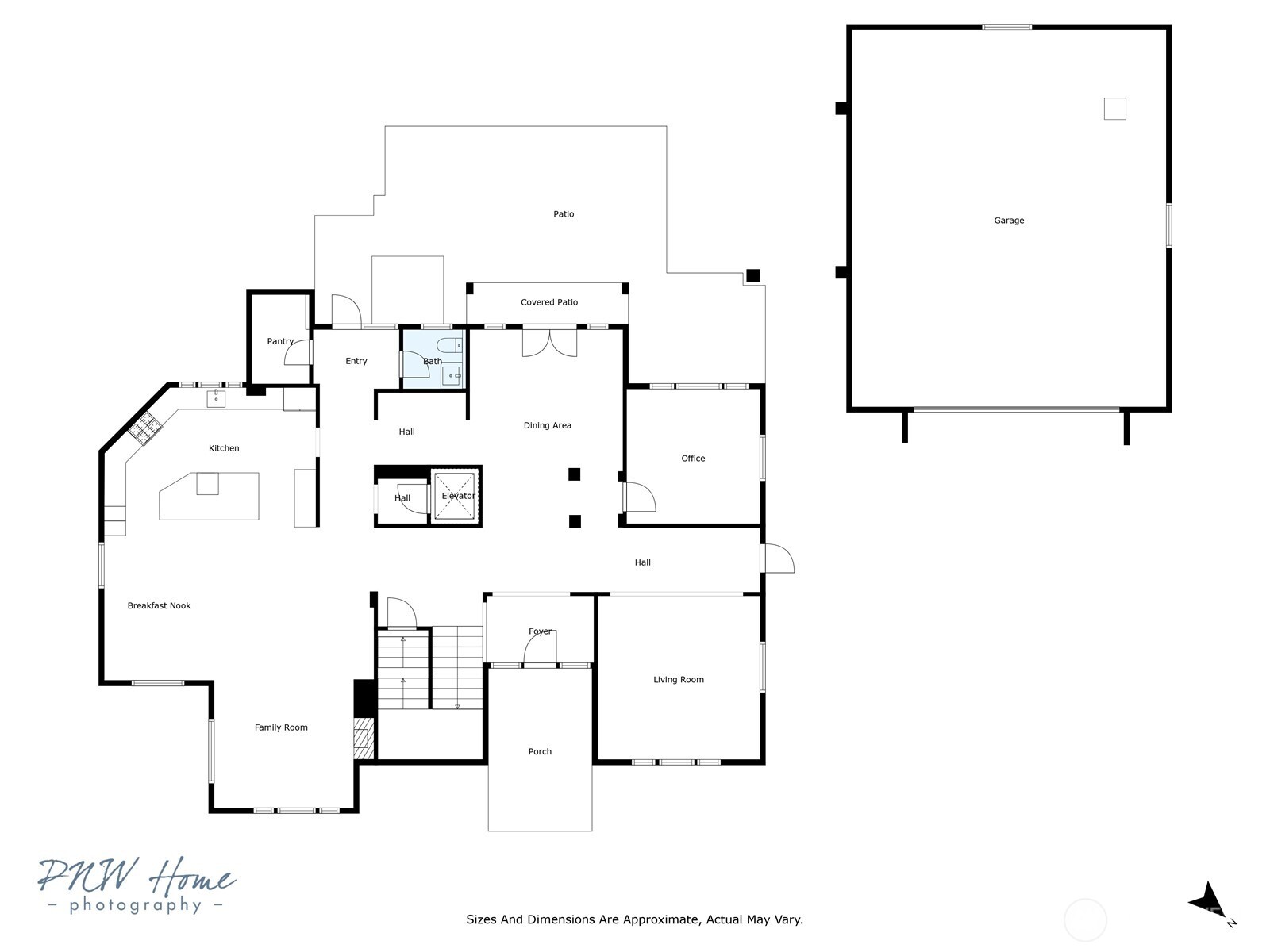 Main Level Floorplan plus Garage