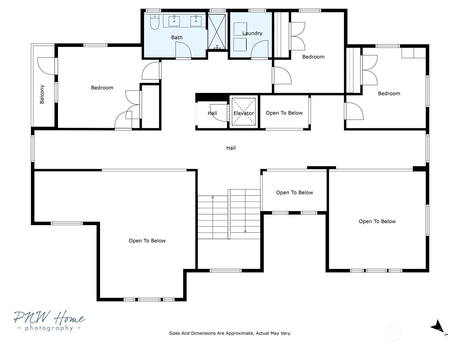 2nd Level with three Bedrooms and Loft Gallery Hall