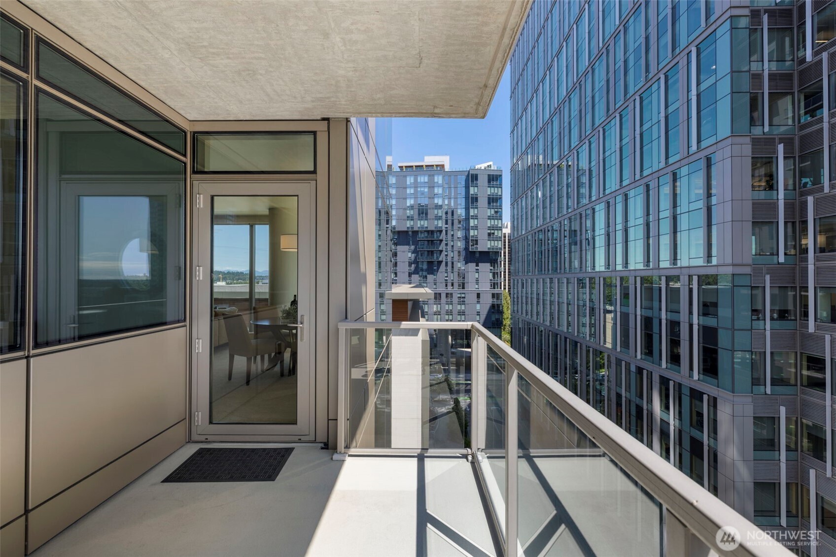 Covered balcony accessible from living and primary