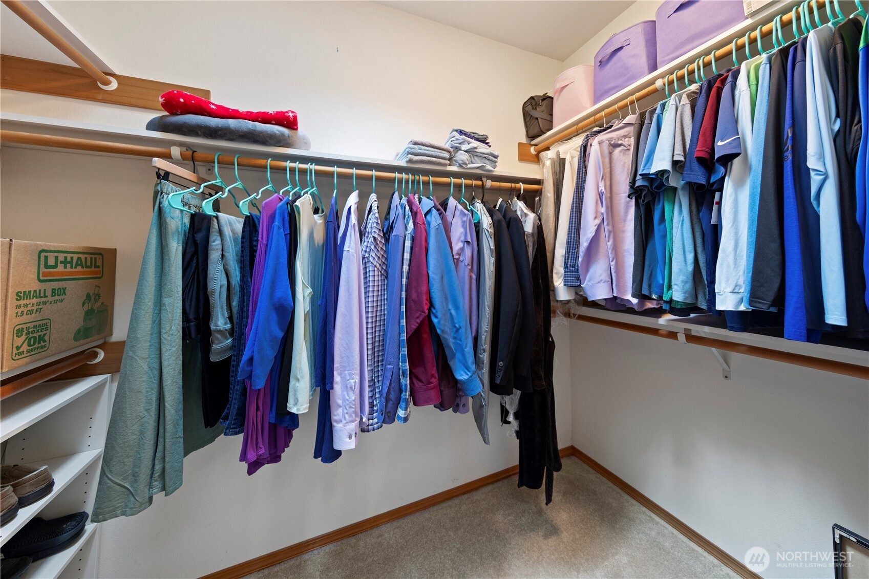 Generous primary walk-in closet.