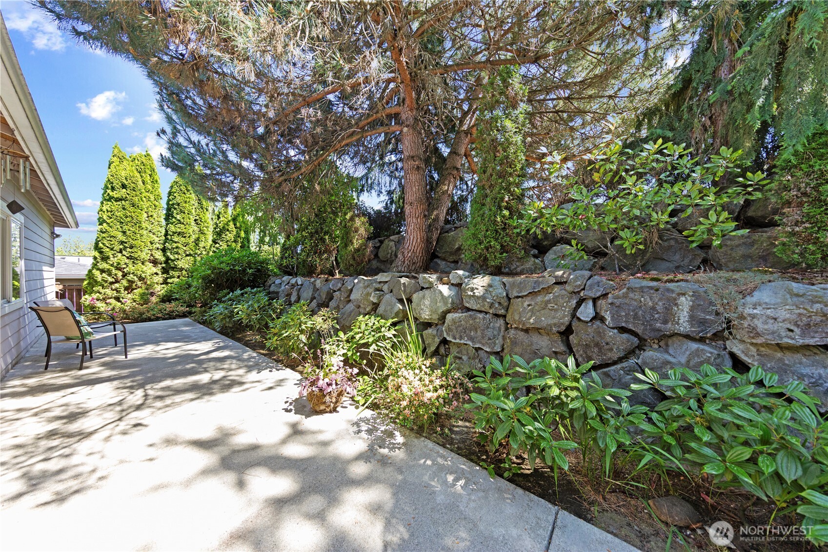 Backyard patio and landscaping.