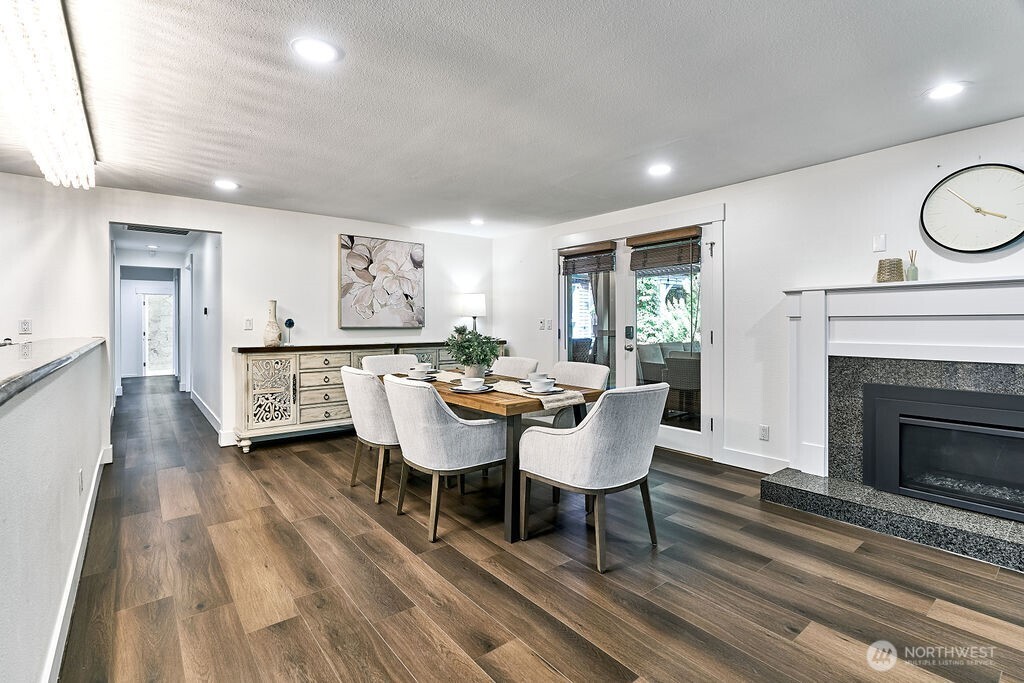 Dining room with electric fireplace