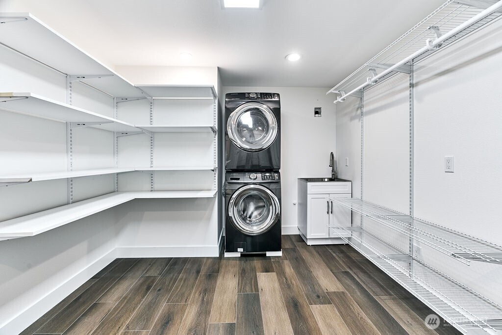 Spacious laundry room with ample storage space
