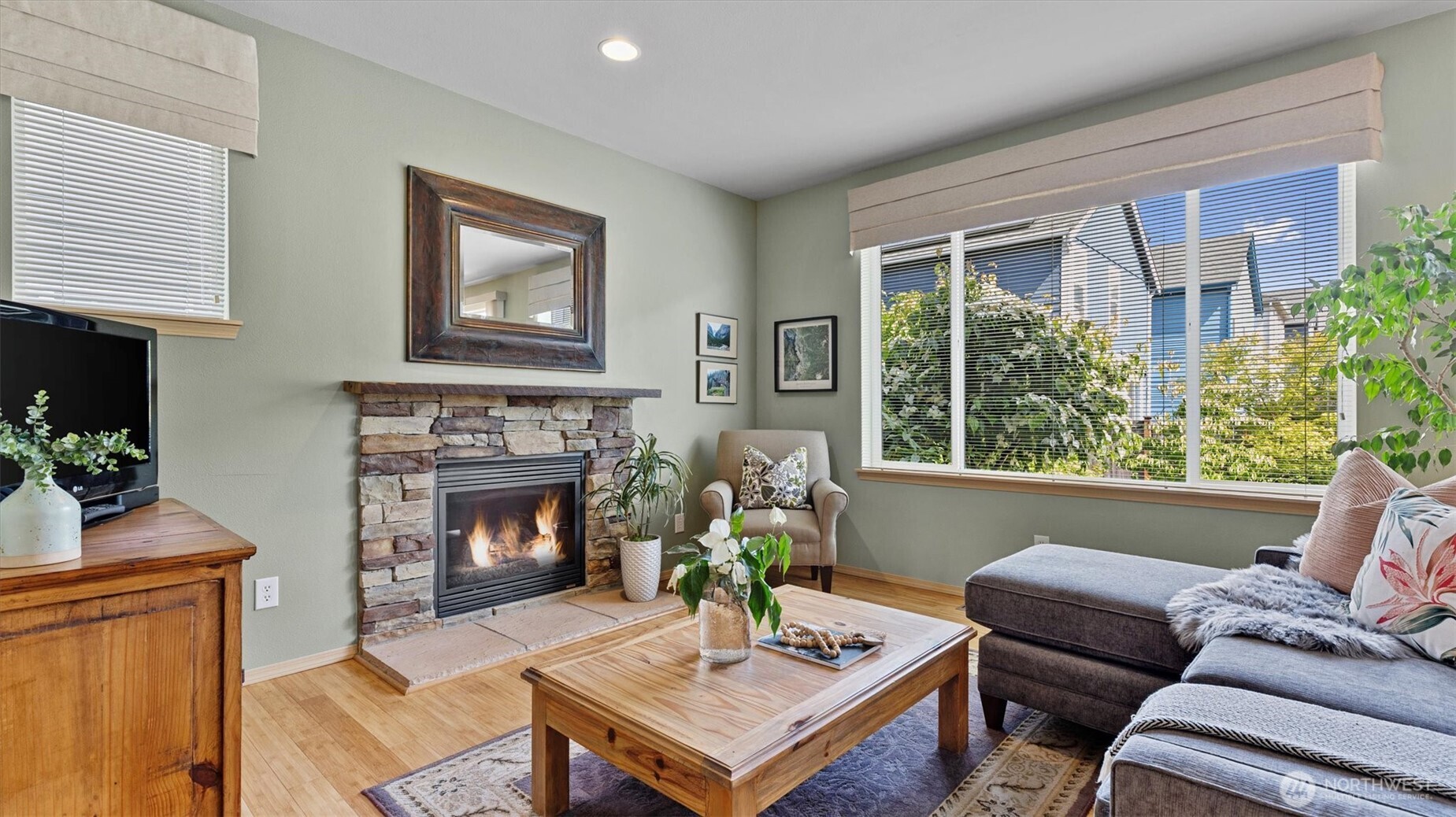 Living Room features Gas Fireplace