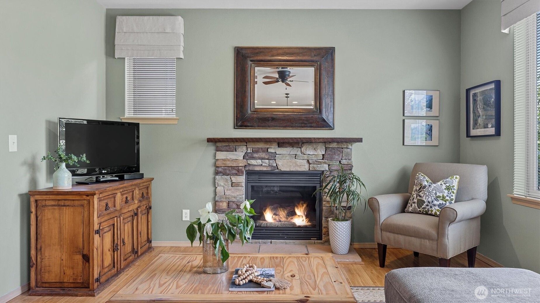 Mirror above fireplace included in Sale
