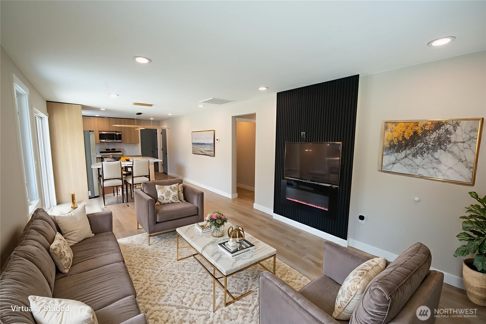 Open-concept living and dining space