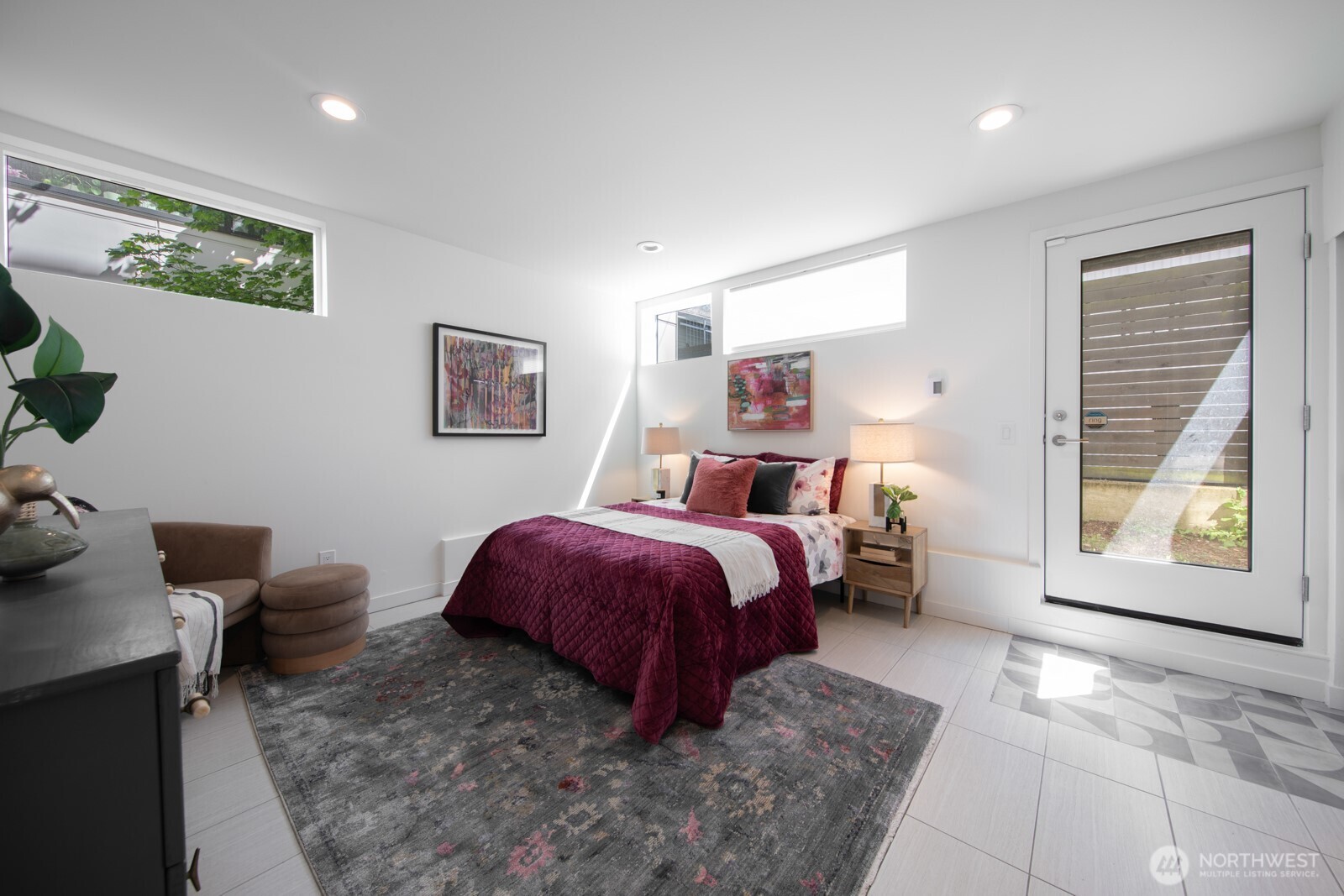 Fexible lower-level space that works great as a home office.