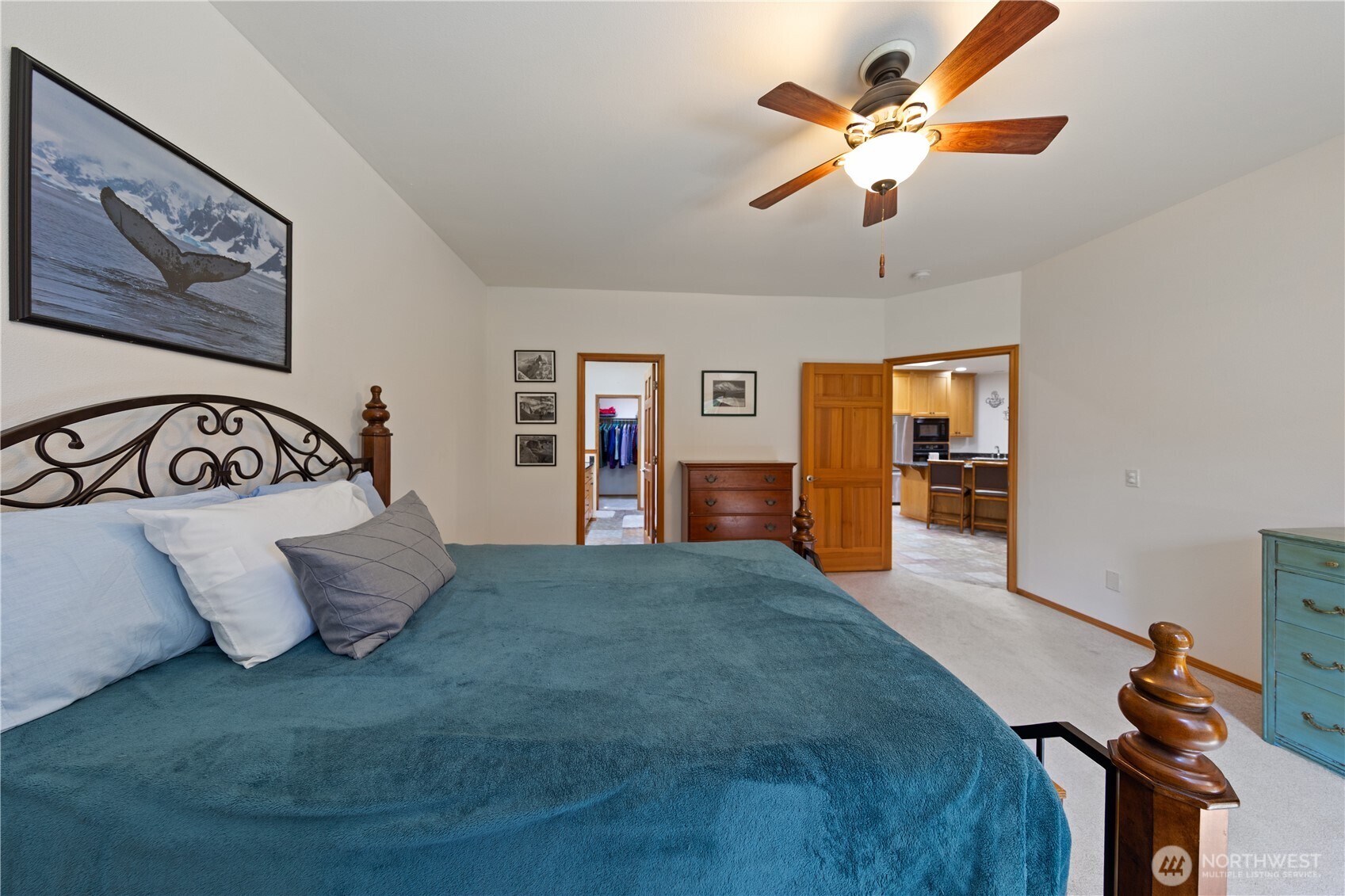 From this angle, you can see the generous walk-in closet at the end of the large 5-pc ensuite.