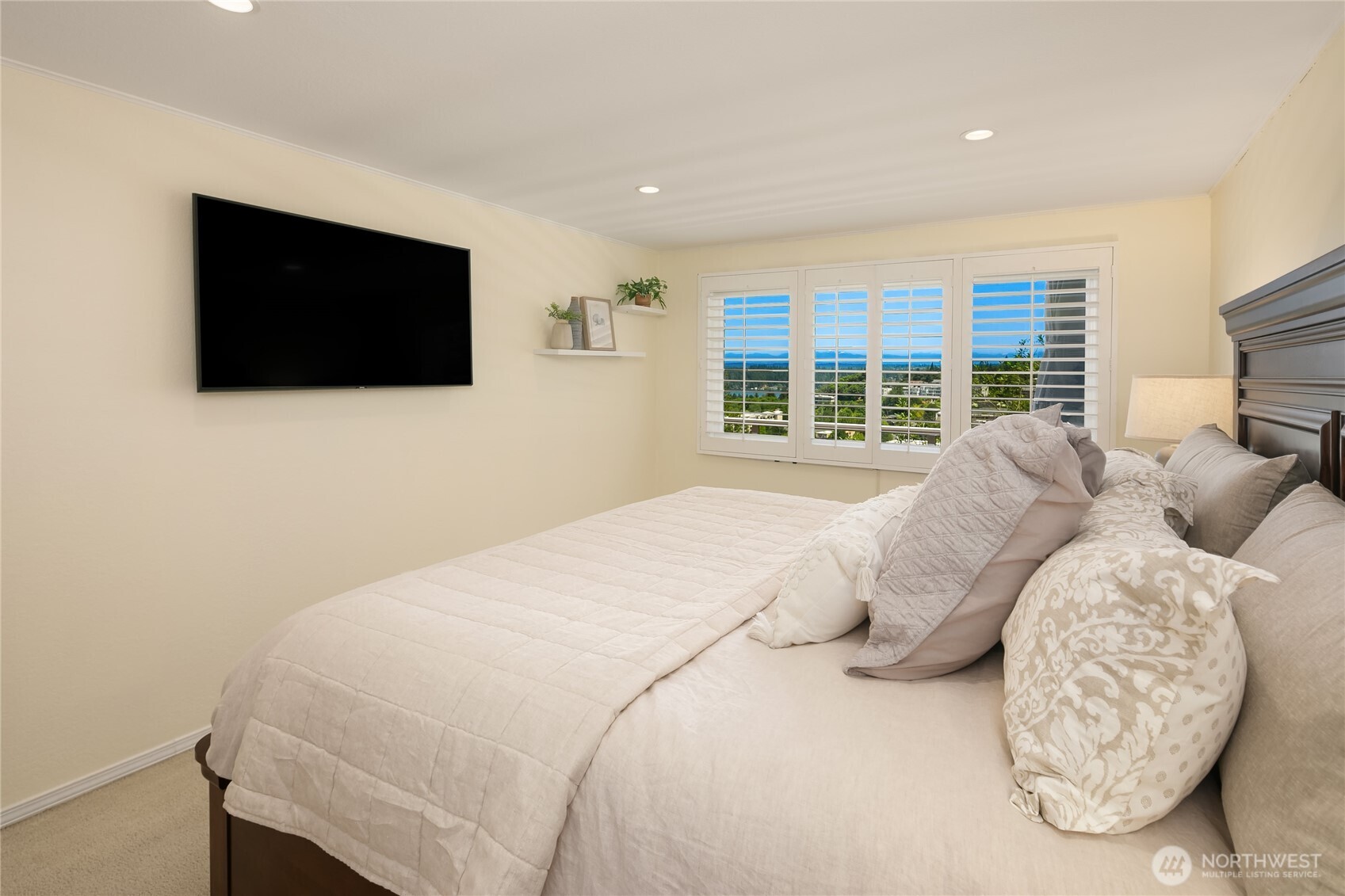 Primary bedroom with views of the Cascade Mountains!