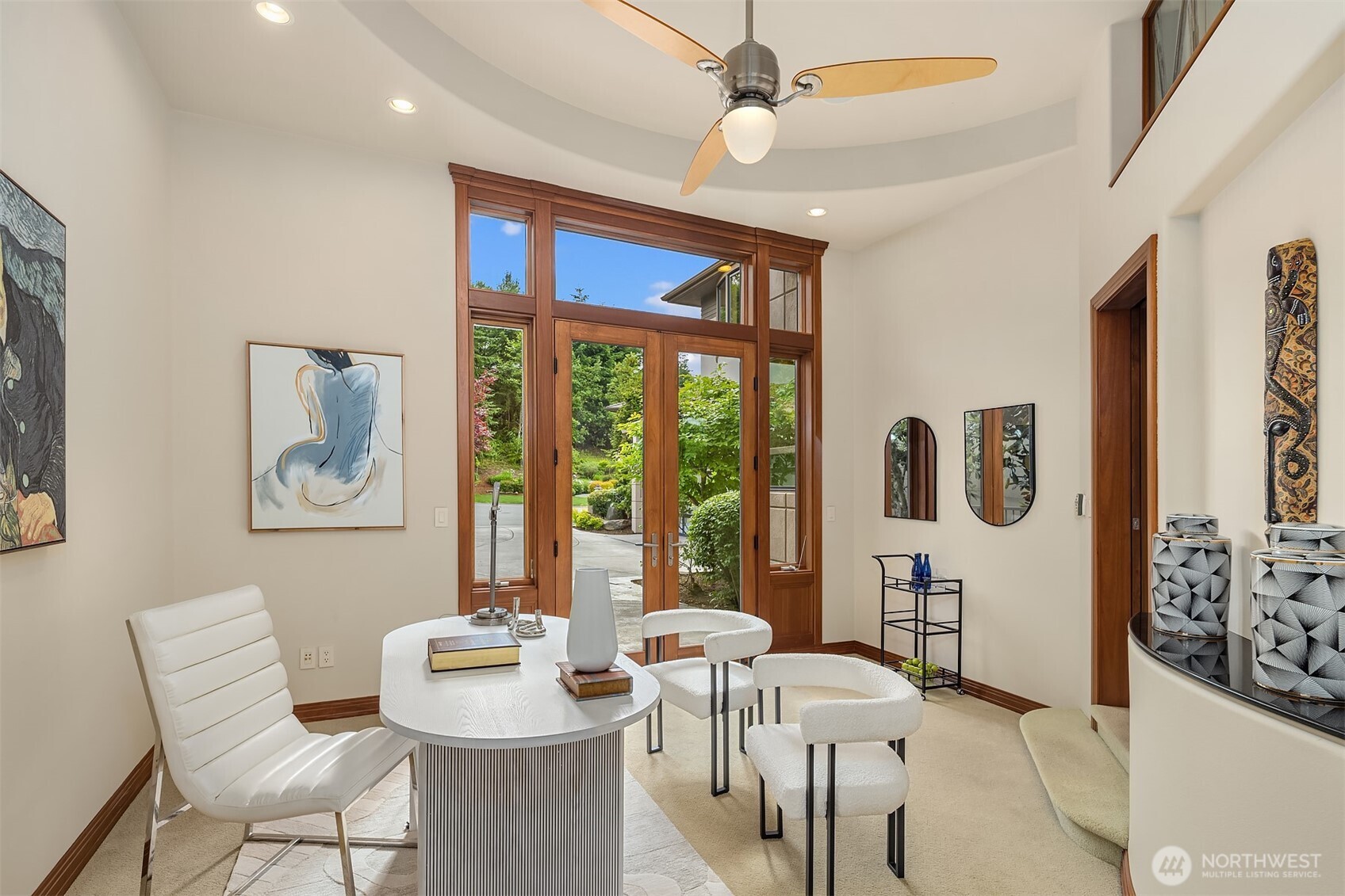 Step down to large office with its own entrance just off family room