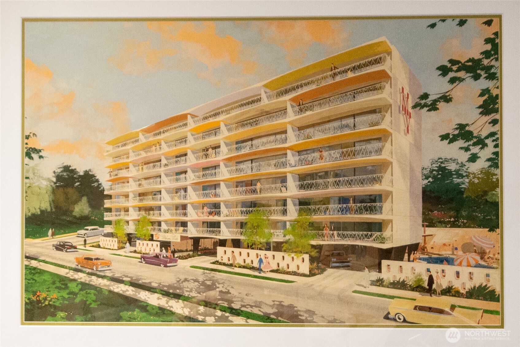 Painting of the complex from the 1960's displayed in retro lobby!