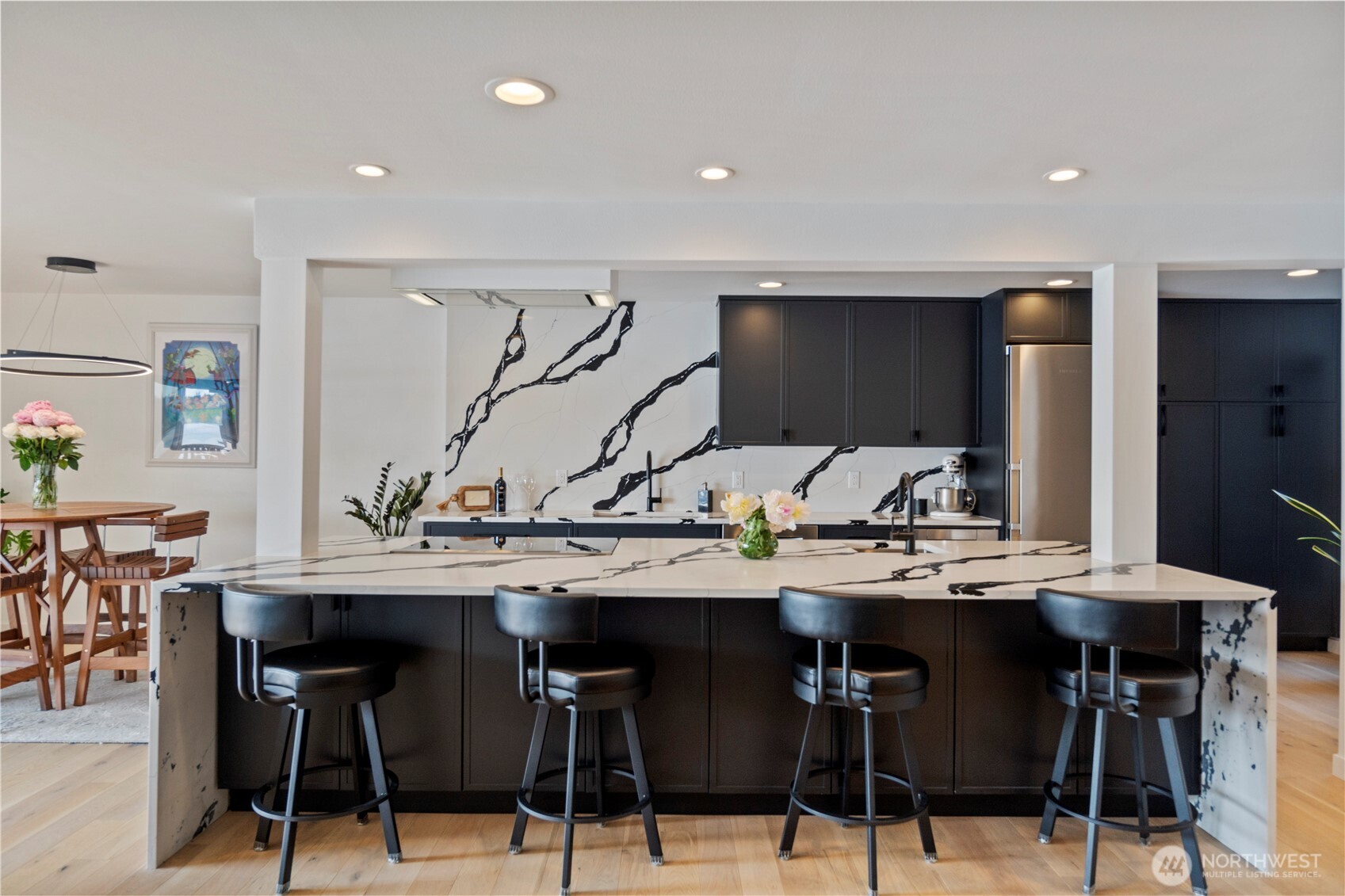Custom kitchen island with belmont cabinets and custom countertops