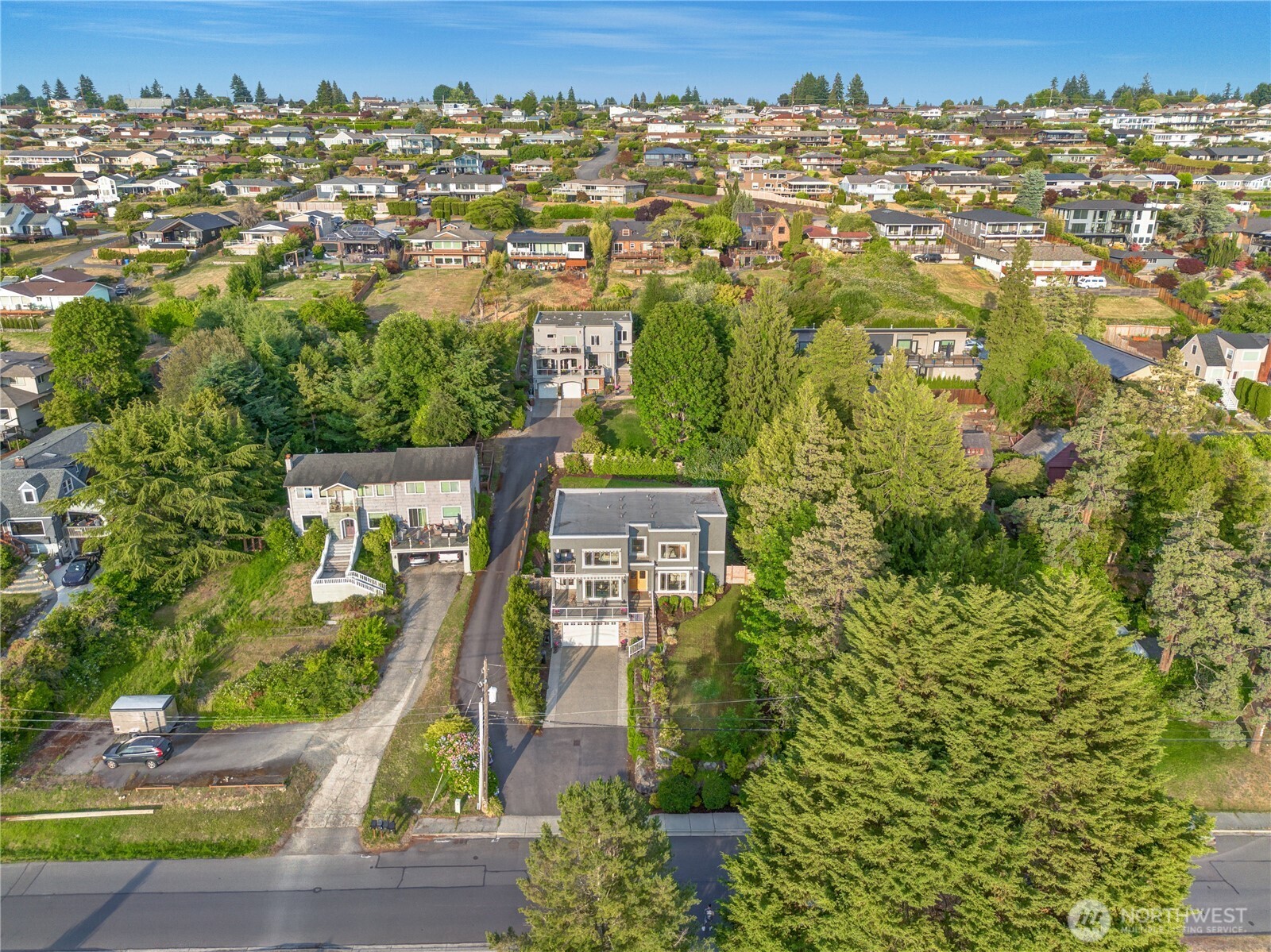 Very nice separation from neighboring homes.  Protected greenbelt to the right