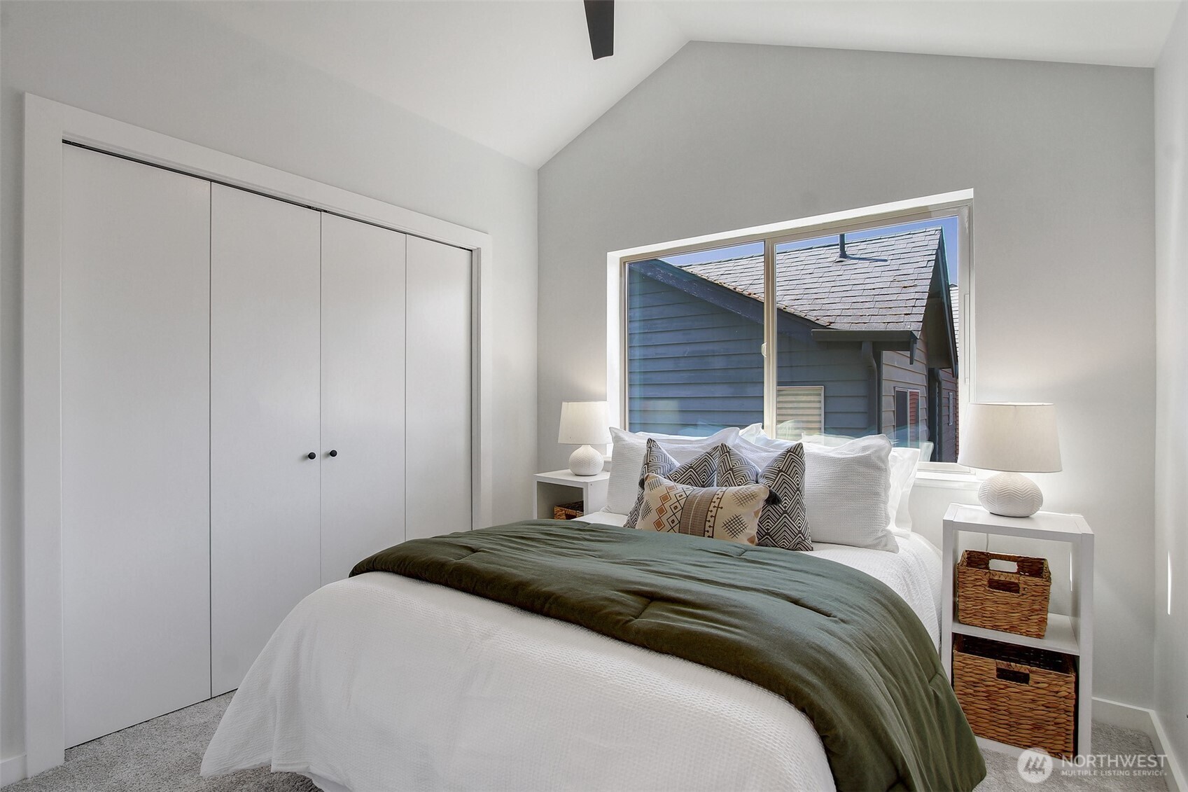 Second bedroom, bright and spacious (also with a custom Elfa closet storage system)!