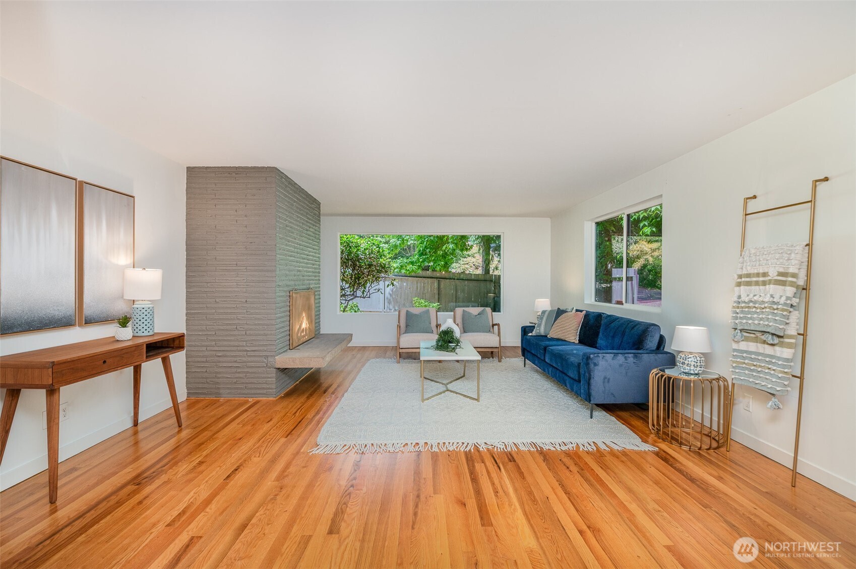 View of living room from dining area