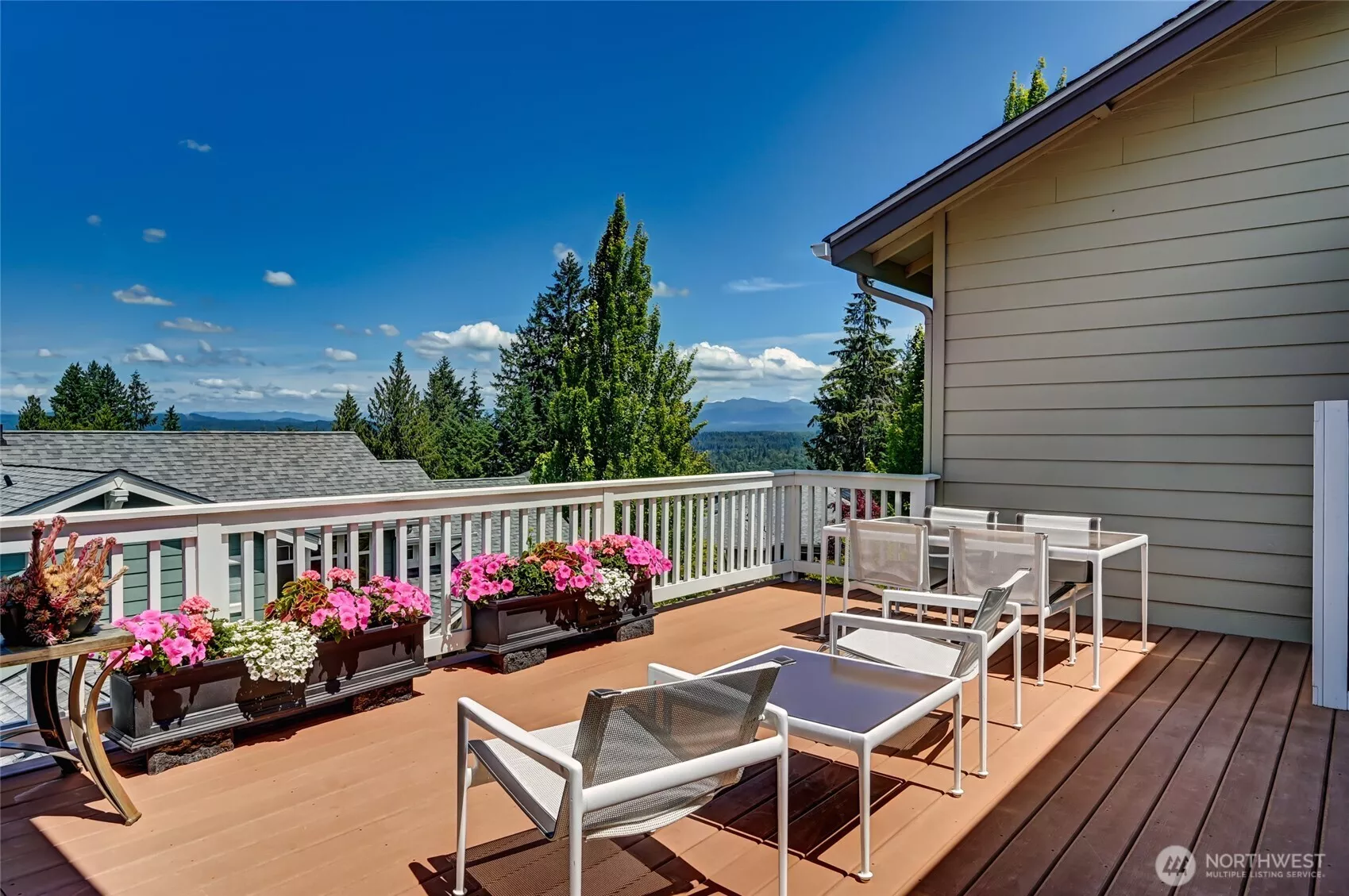 Entertain a crowd or enjoy some quiet time on your sunny, oversized Trex deck looking out to the Cascade mountains.