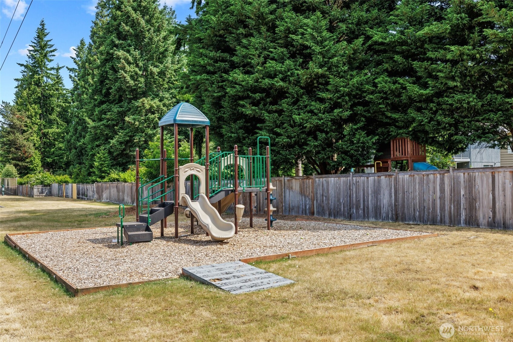 A welcoming playground offers a safe space for kids to play and enjoy the outdoors.