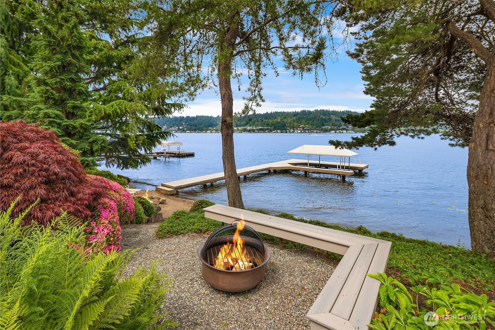 Firepit Sitting Area with Lake Views