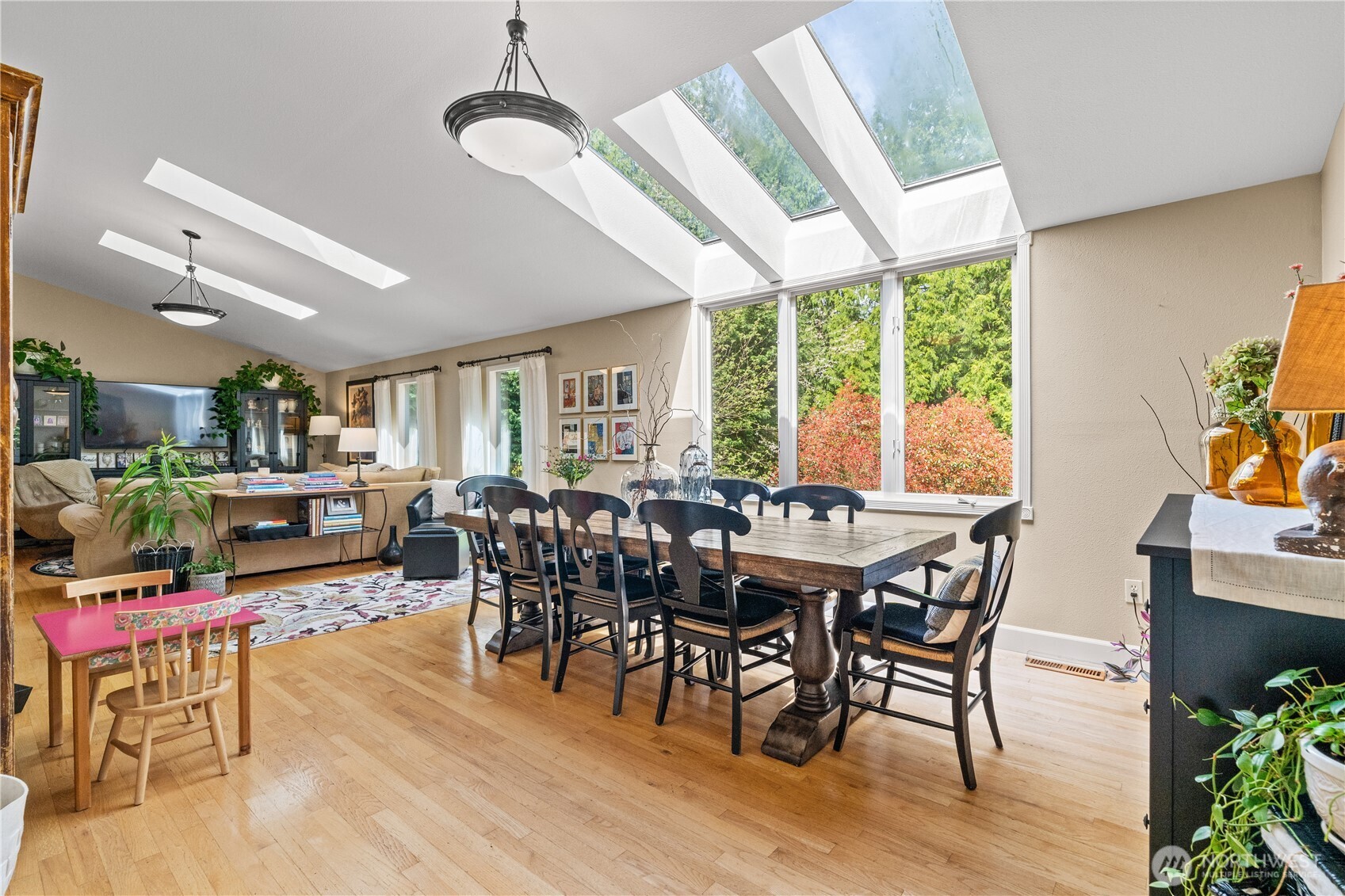 Gorgeous new skylights (2019) looking at your secluded back yard