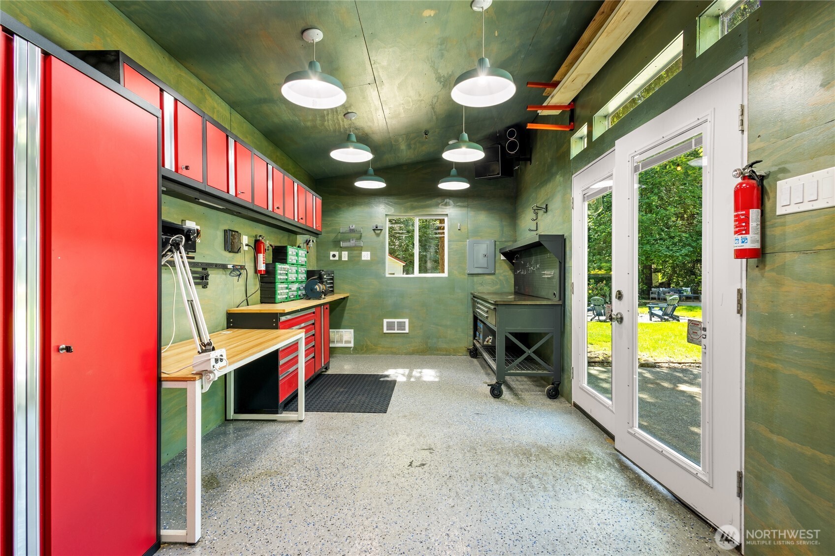 10’x20’ Workshop - Fully insulated with smart thermostat, WiFi, stereo system with hardwired speakers and subwoofer, and both 120V and 240V electricity.
