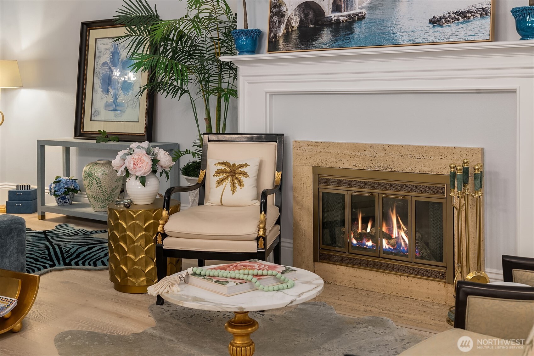Wood burning fireplace