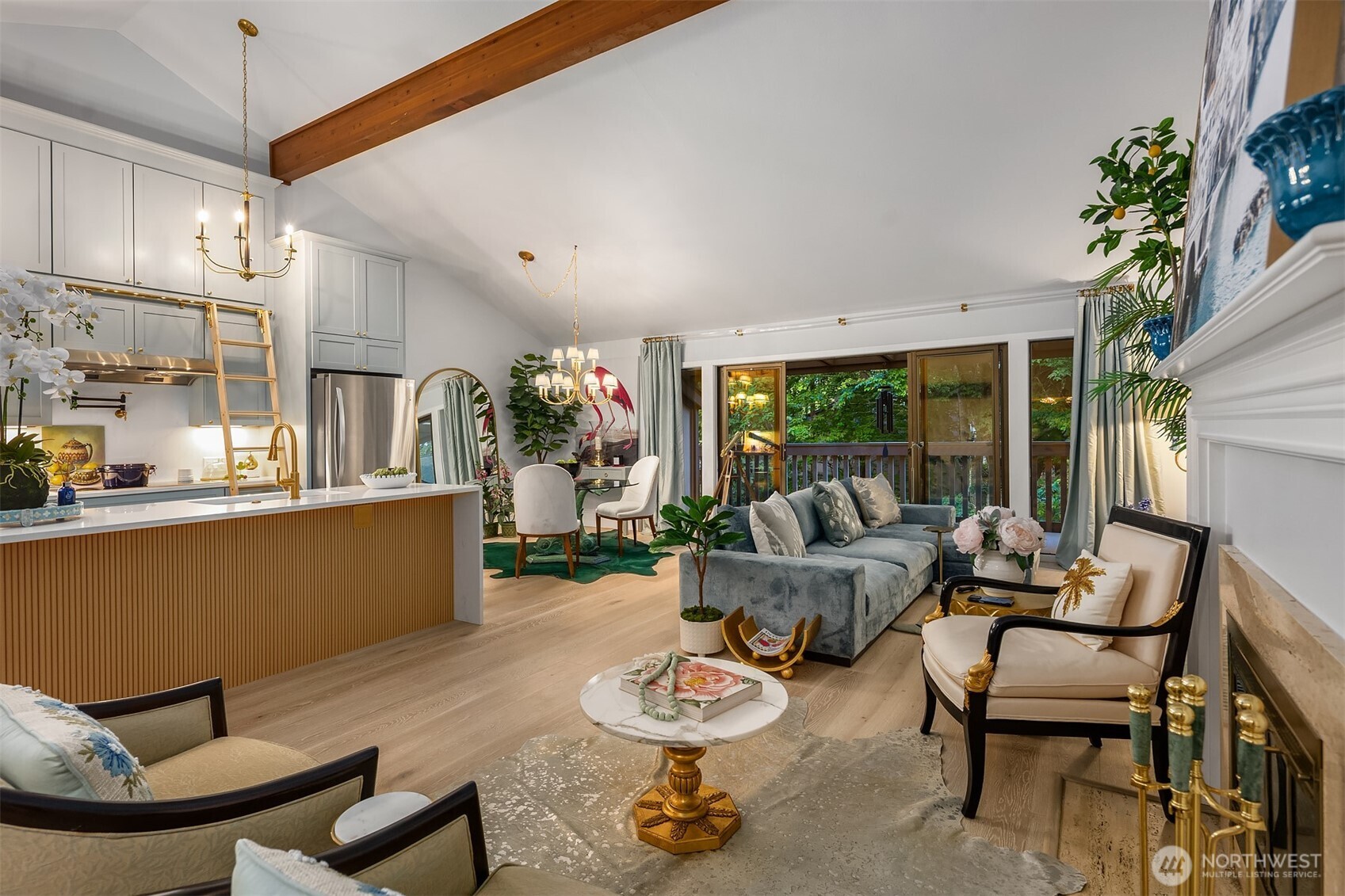 Wood beams throughout