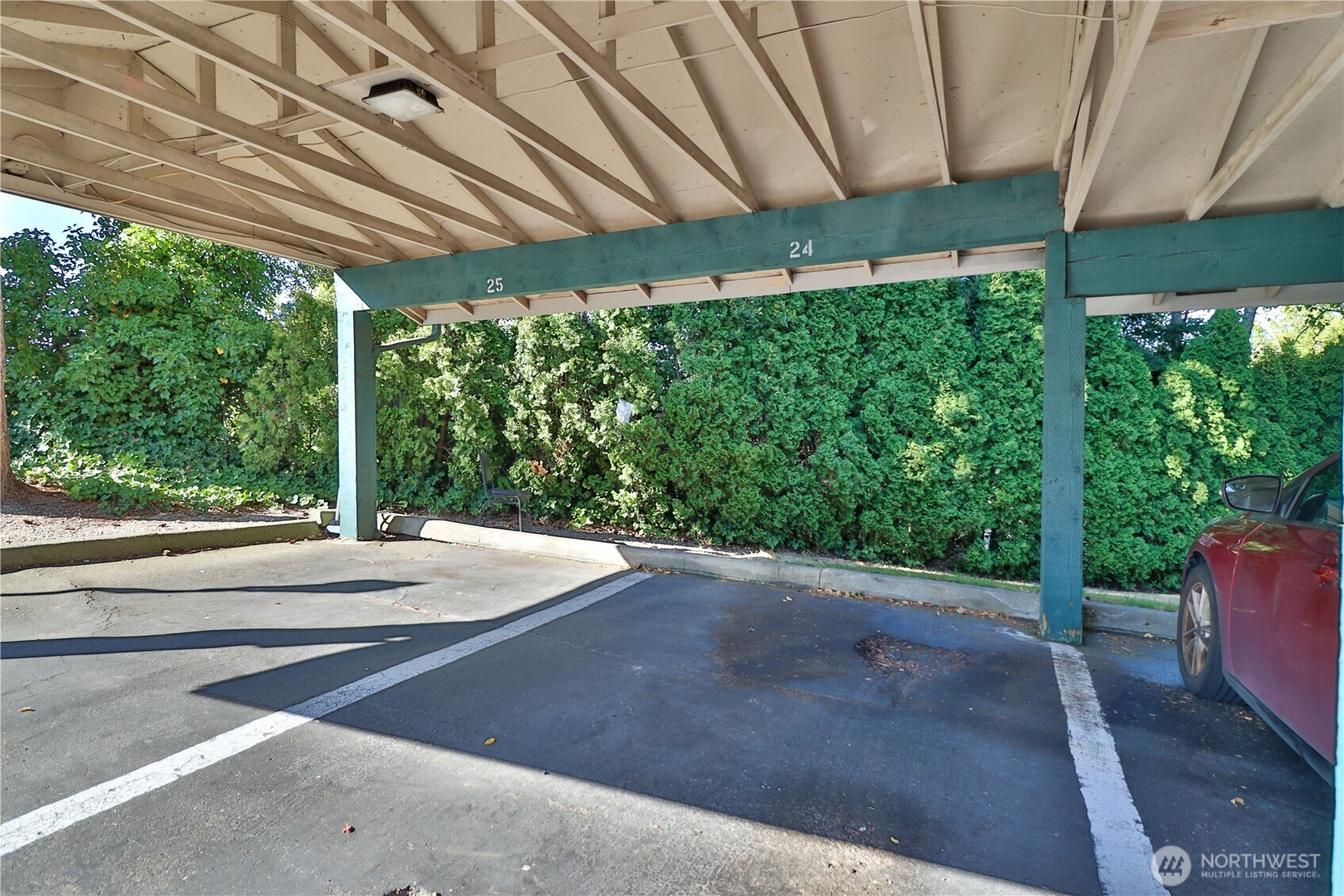 1 covered parking (24) and tons of guest parking stalls (all uncovered parking)