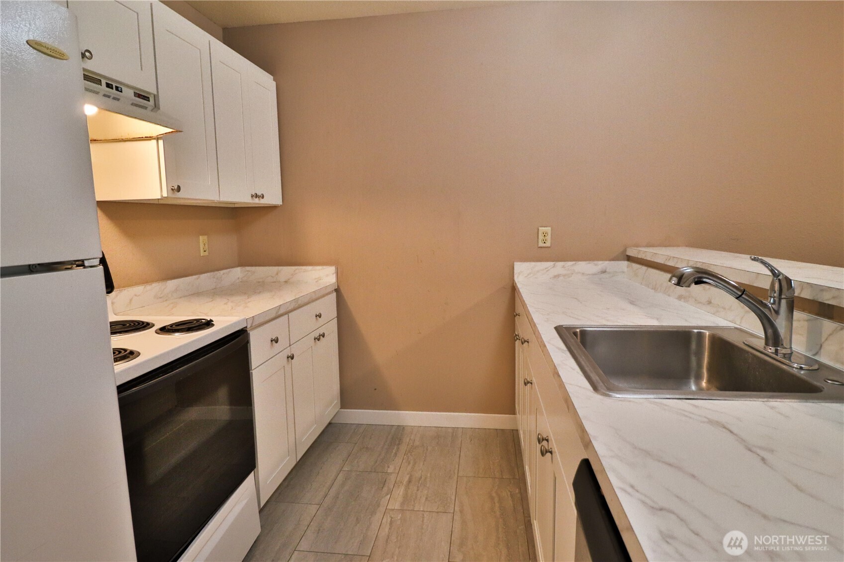 New kitchen countertops and cabinets.