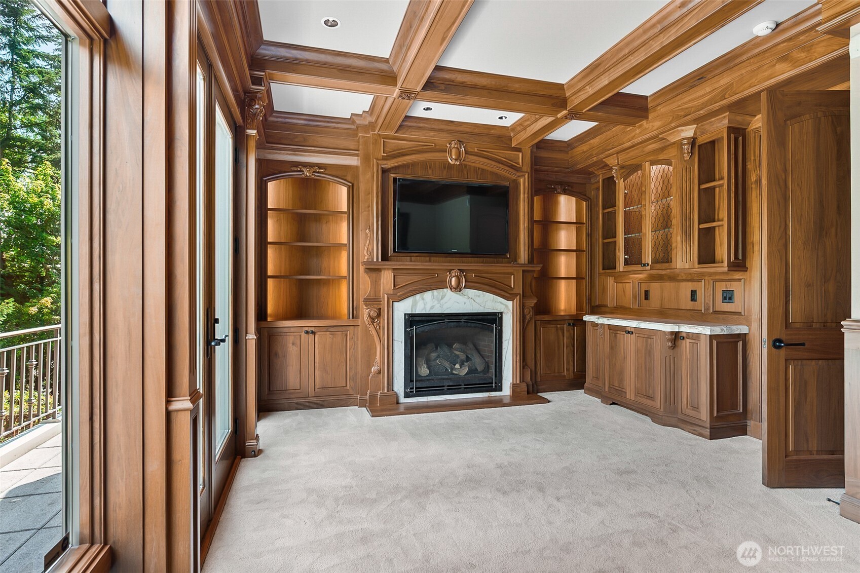 decent office with fireplace