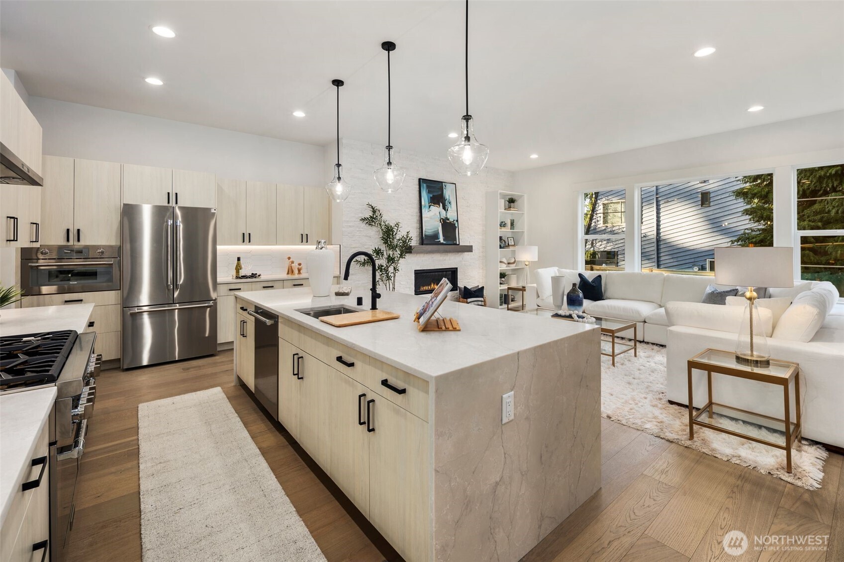 Expansive kitchen w/ Waterfall Island.