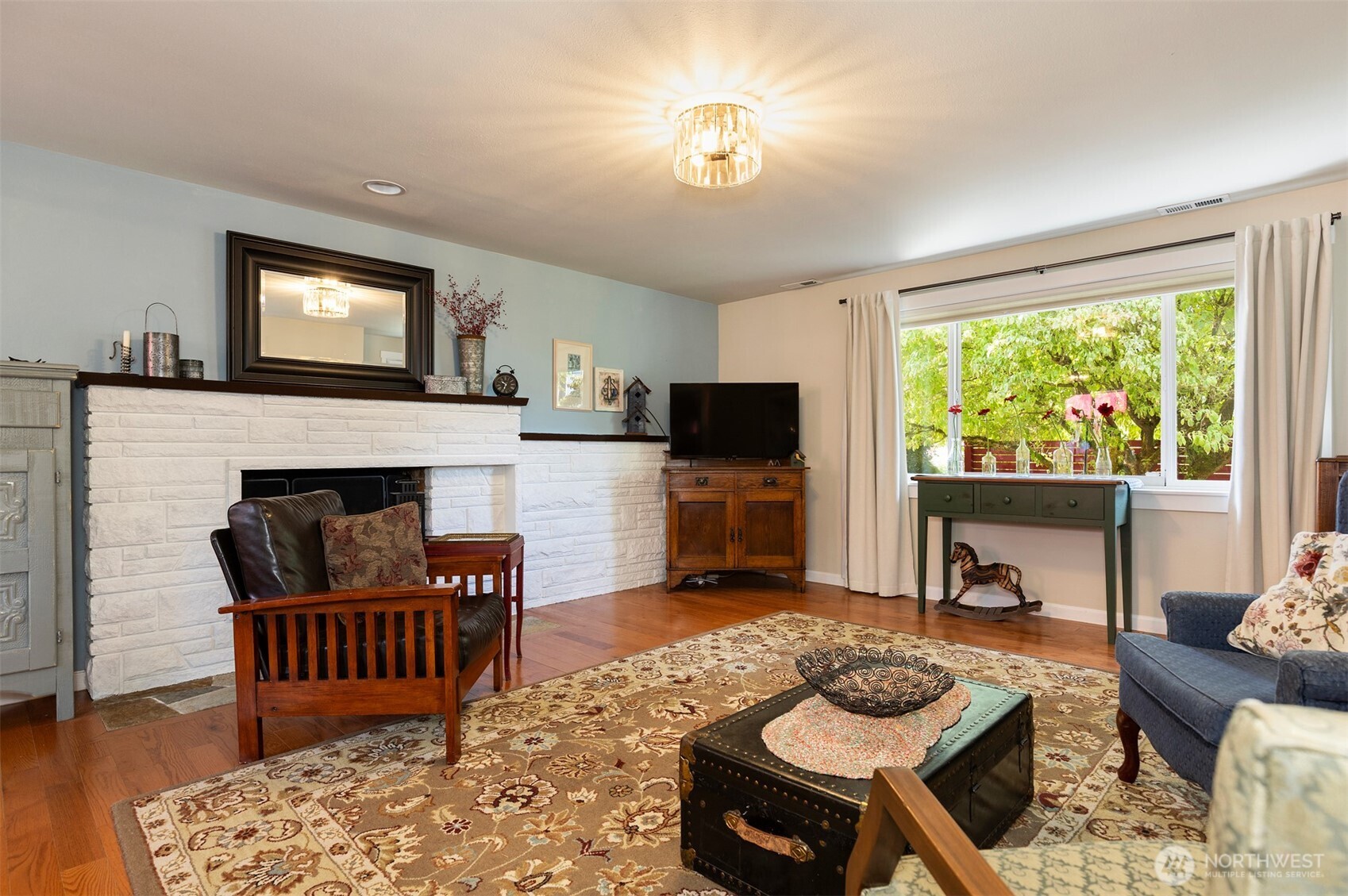 Cozy fireplace in living room