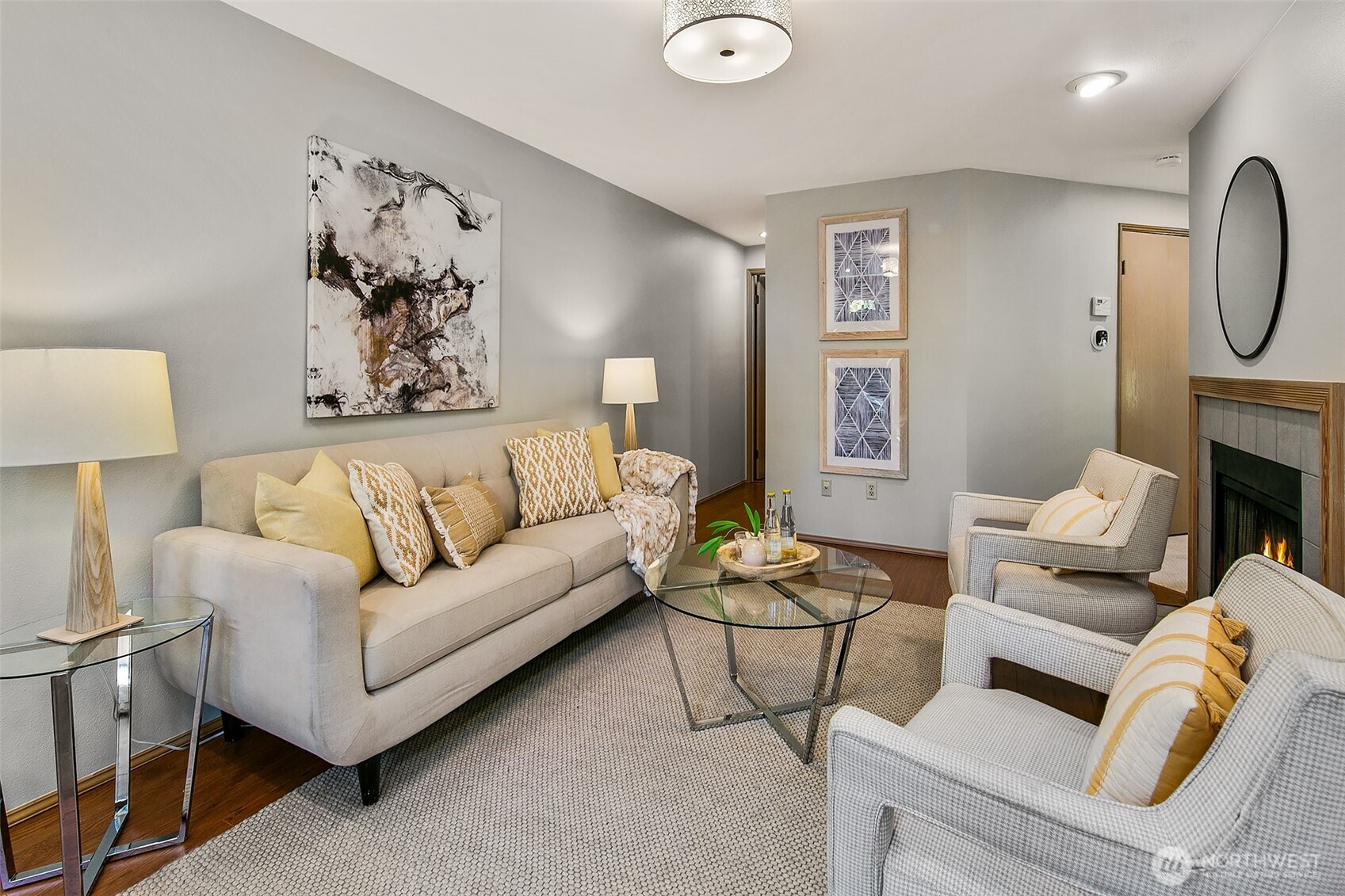 Informal living room is also connected through the laundry room to the 2 car garage.