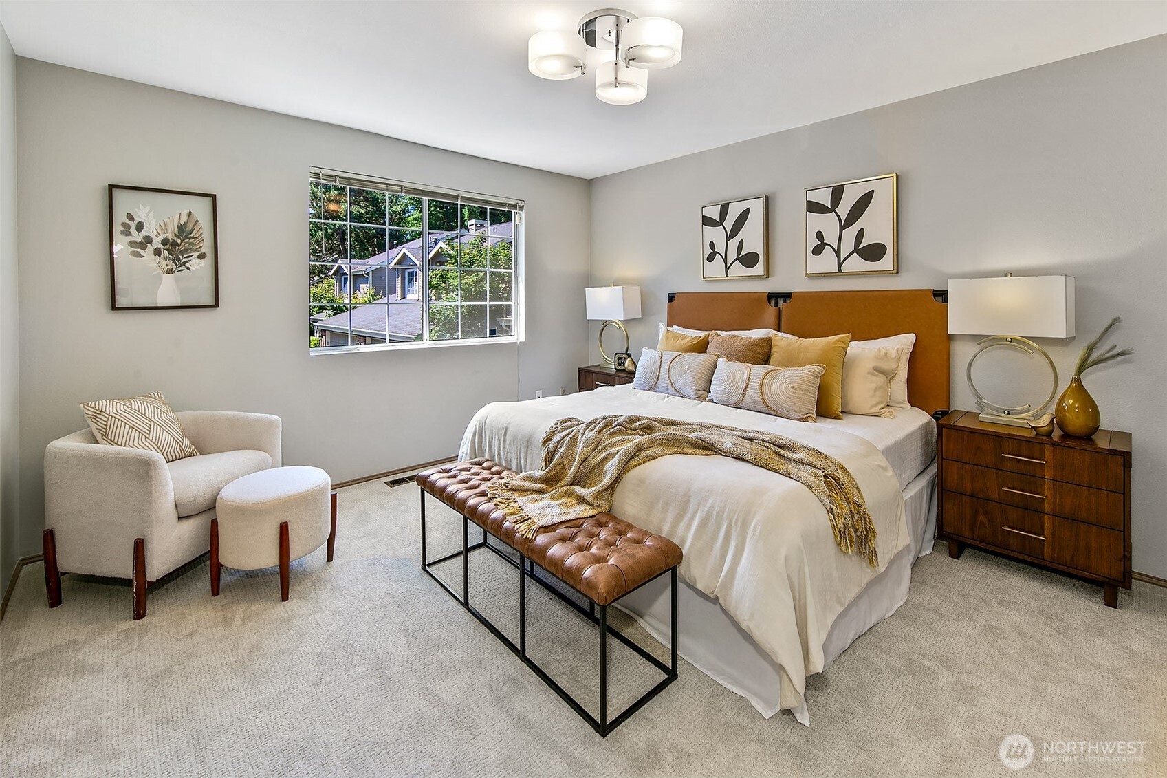 Primary bedroom with king bed.
