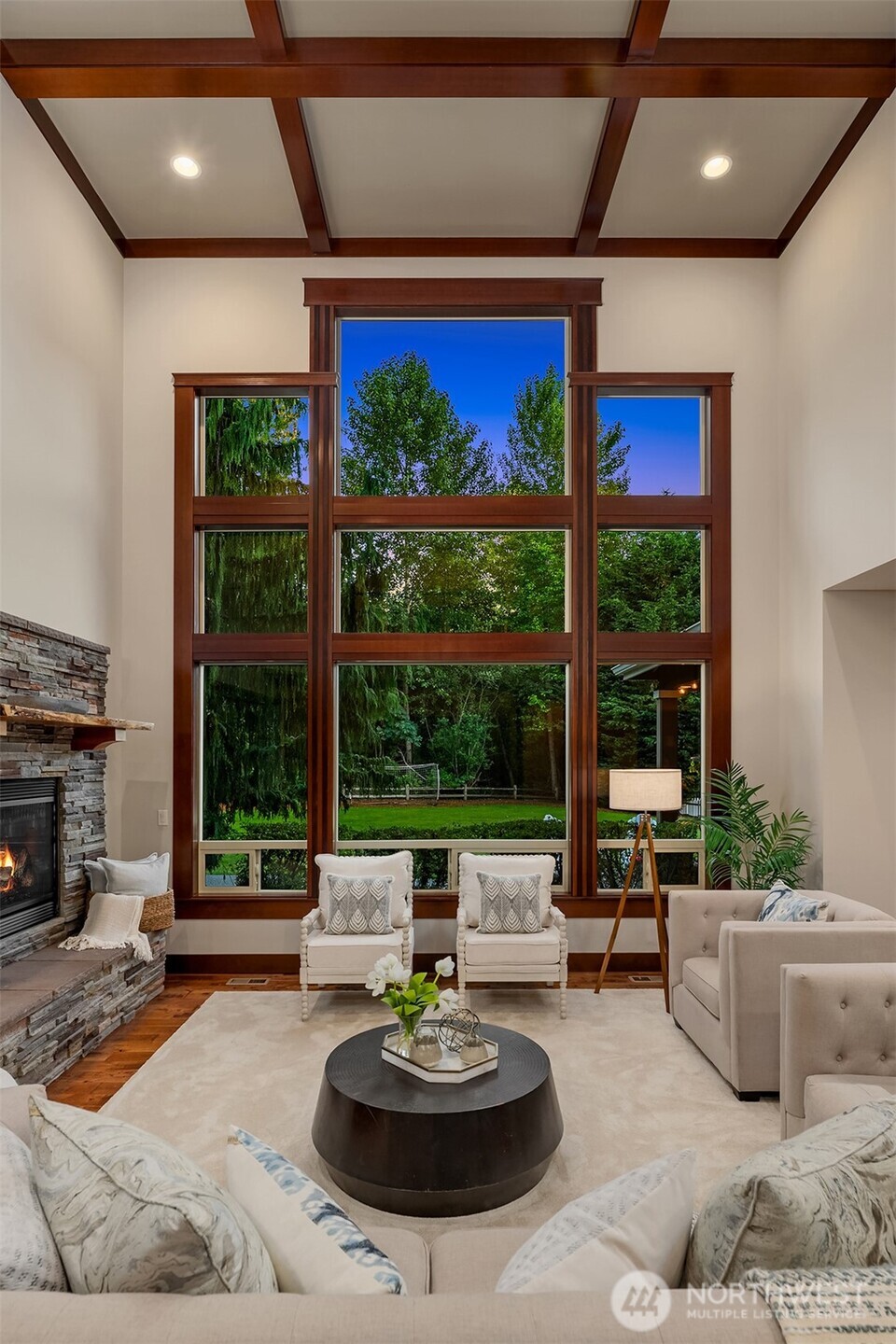 Grear Room includes a stunning custom box beam detail.