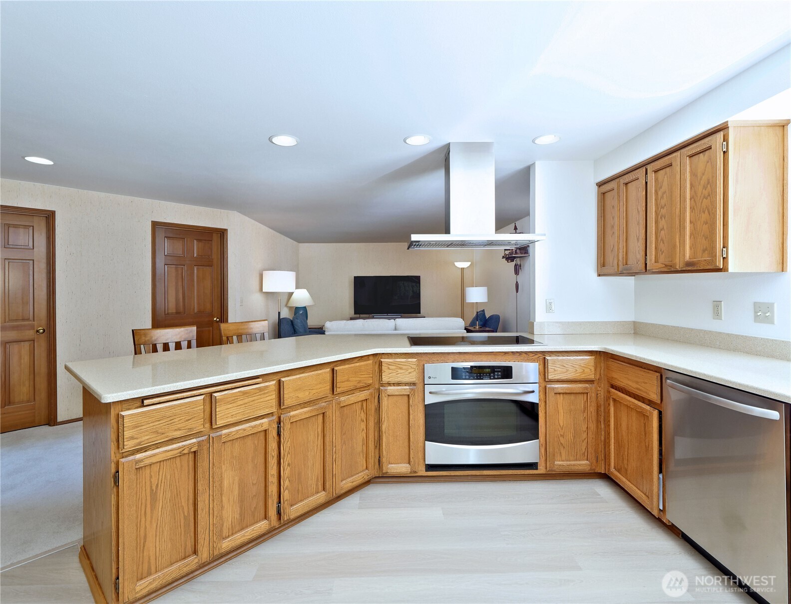 Kitchen with quartz countertop. All appliances are fairly new (under 2 years)